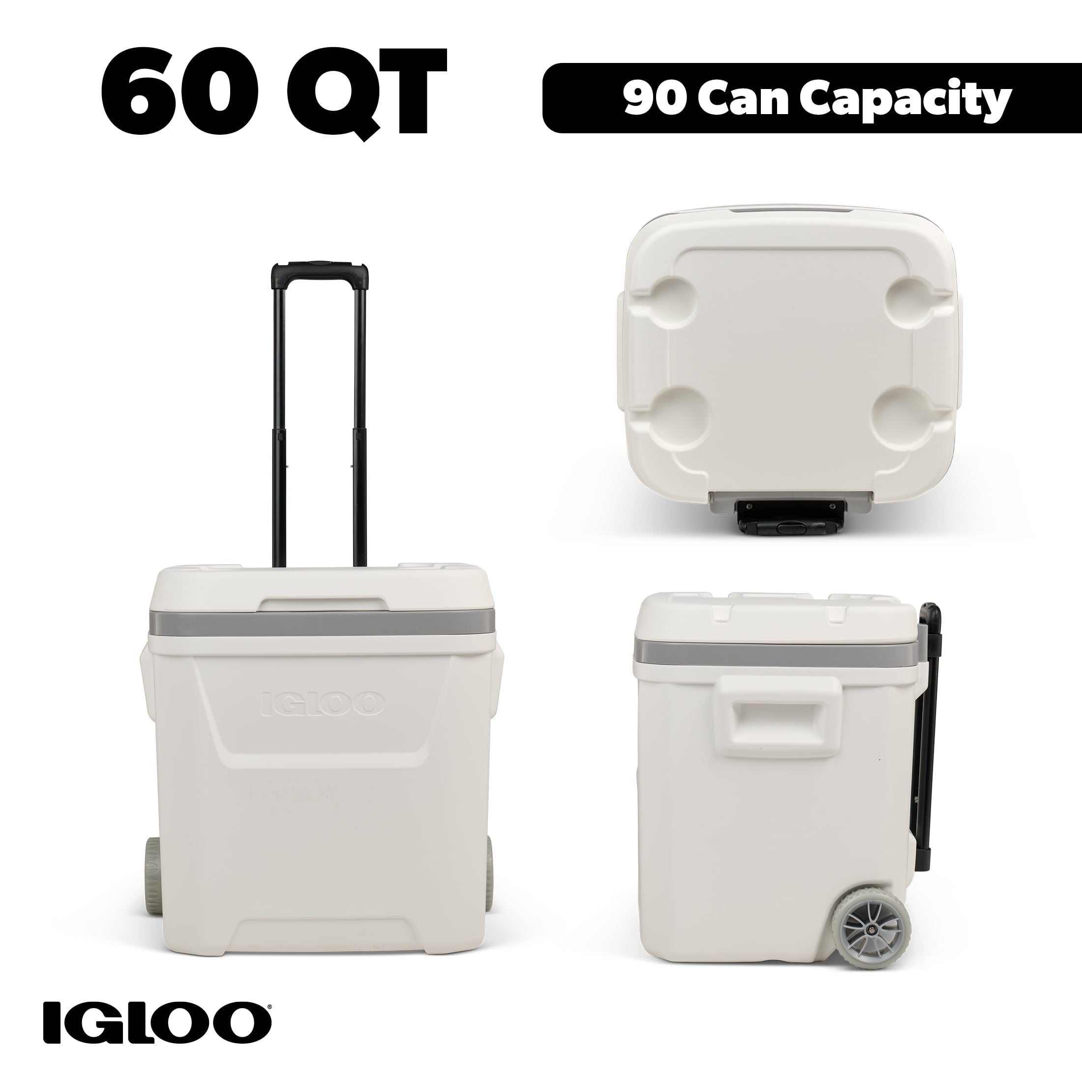 Igloo 60 QT Marine Ice Chest Cooler with Wheels - White