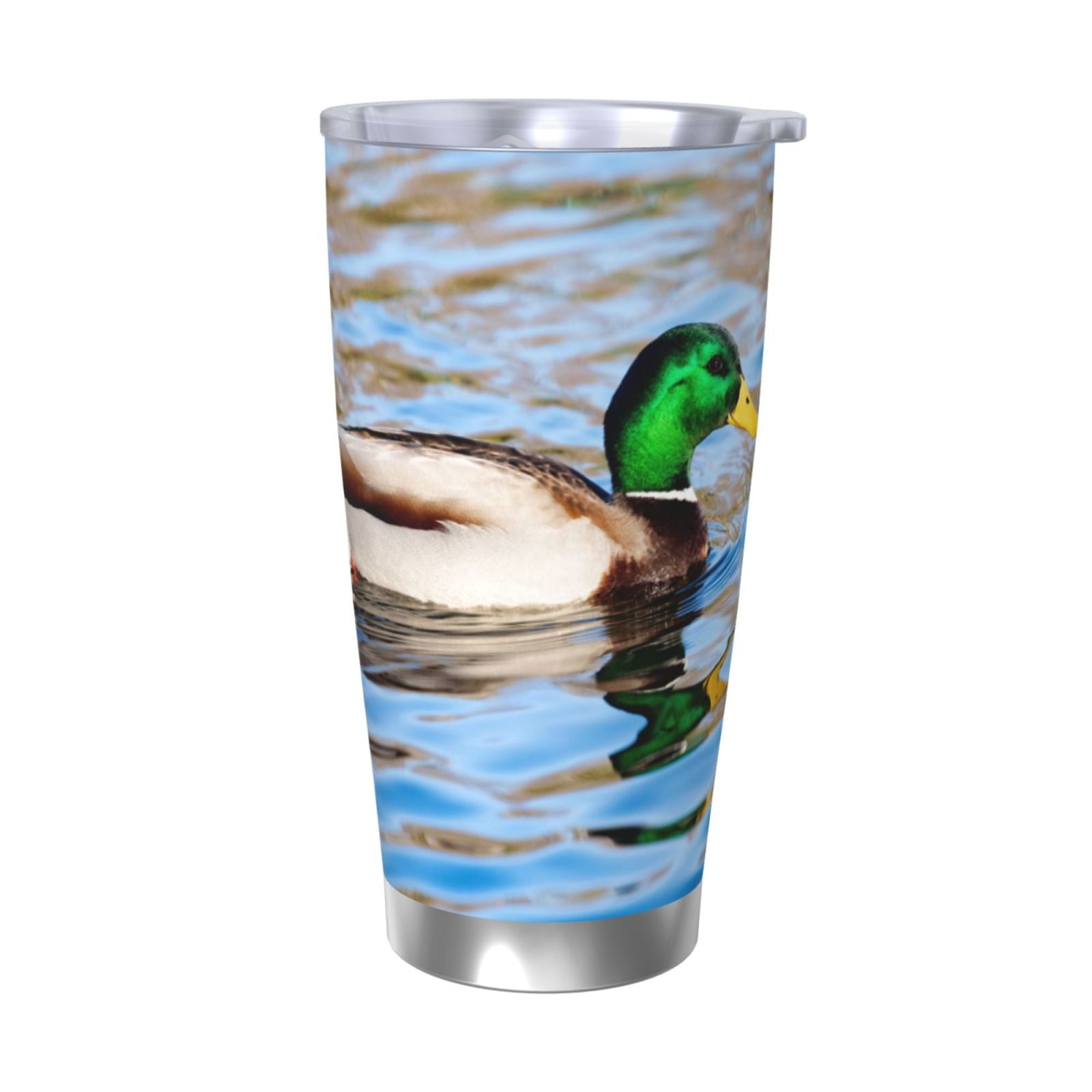 Logiee Mallard Duck Swimming In A River Print 20OZ Car Cup with Lid - Stainless Steel Vacuum Insulated Double Wall Travel Tumbler, Durable Insulated Coffee Mug, Thermal Cup with Straw-Without Straw