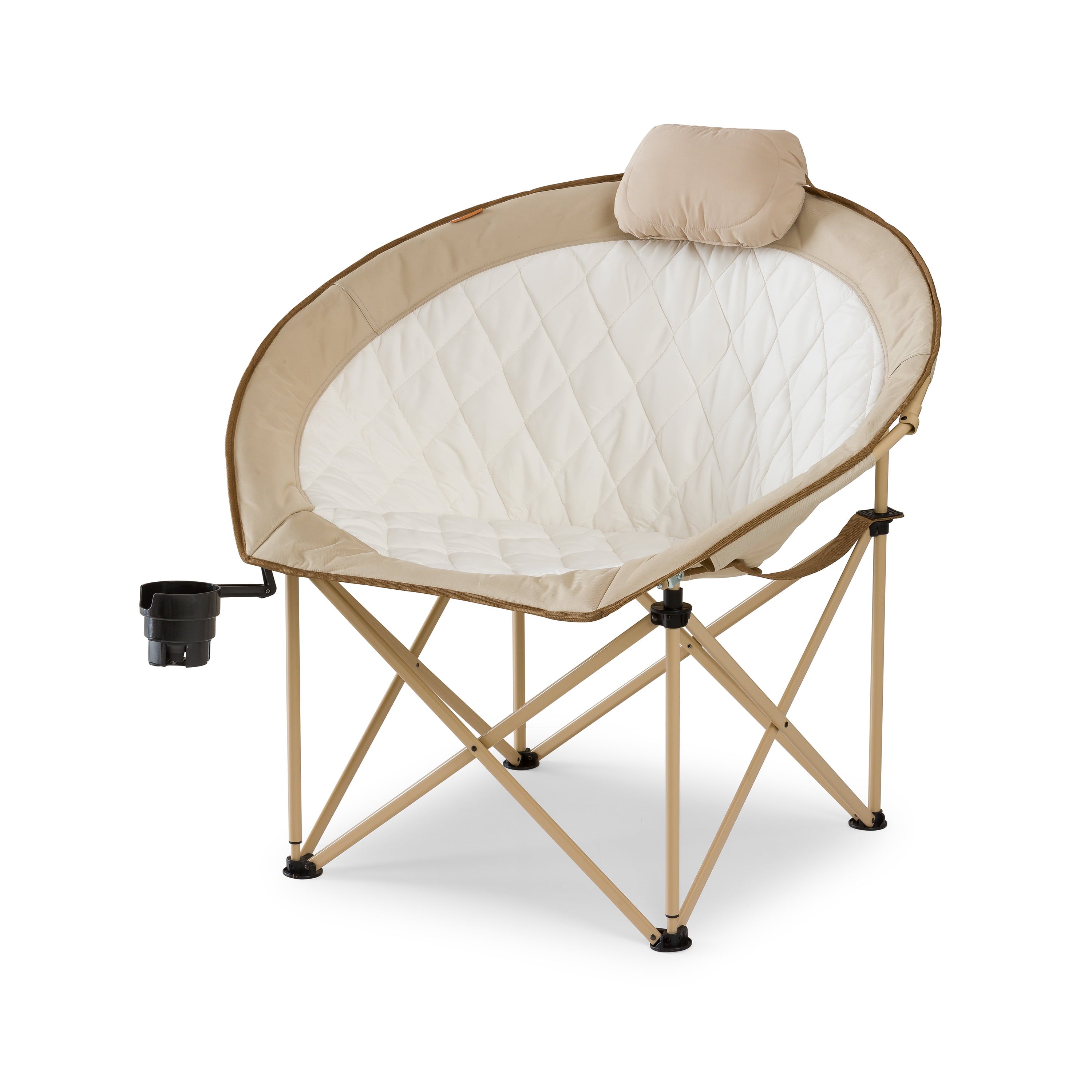 Ozark Trail Glamping Round Chair - Oversized & Padded, Soft Cozy Fabric, 300 lbs Capacity, Portable Camping & Outdoor Chair, Tan