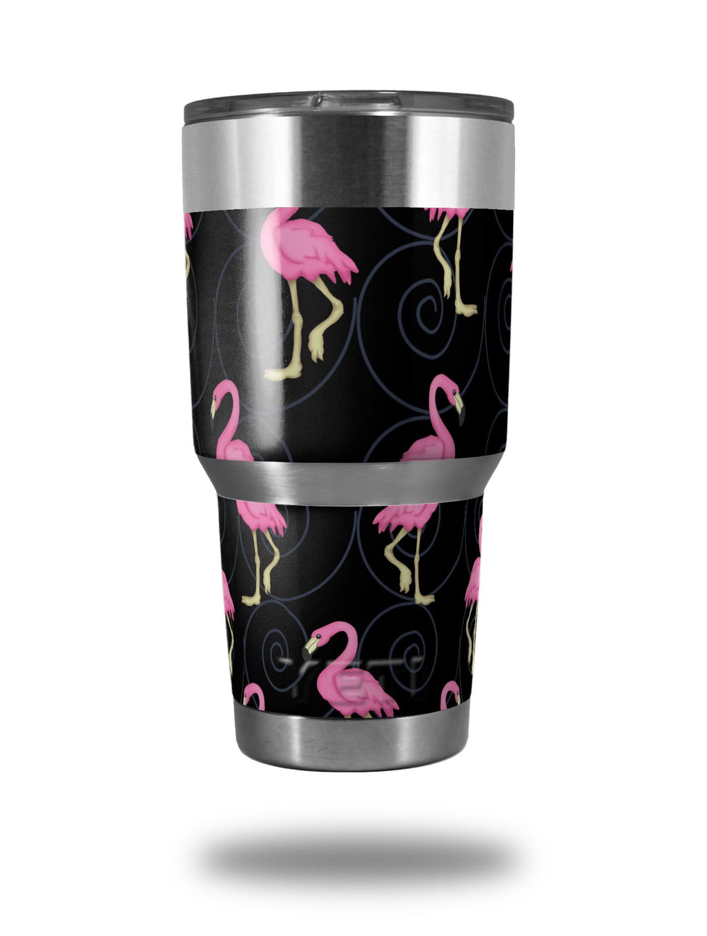 Skin Decal Wrap for Yeti Tumbler Rambler 30 oz Flamingos on Black ( 30oz TUMBLER NOT INCLUDED )