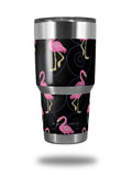Skin Decal Wrap for Yeti Tumbler Rambler 30 oz Flamingos on Black ( 30oz TUMBLER NOT INCLUDED )