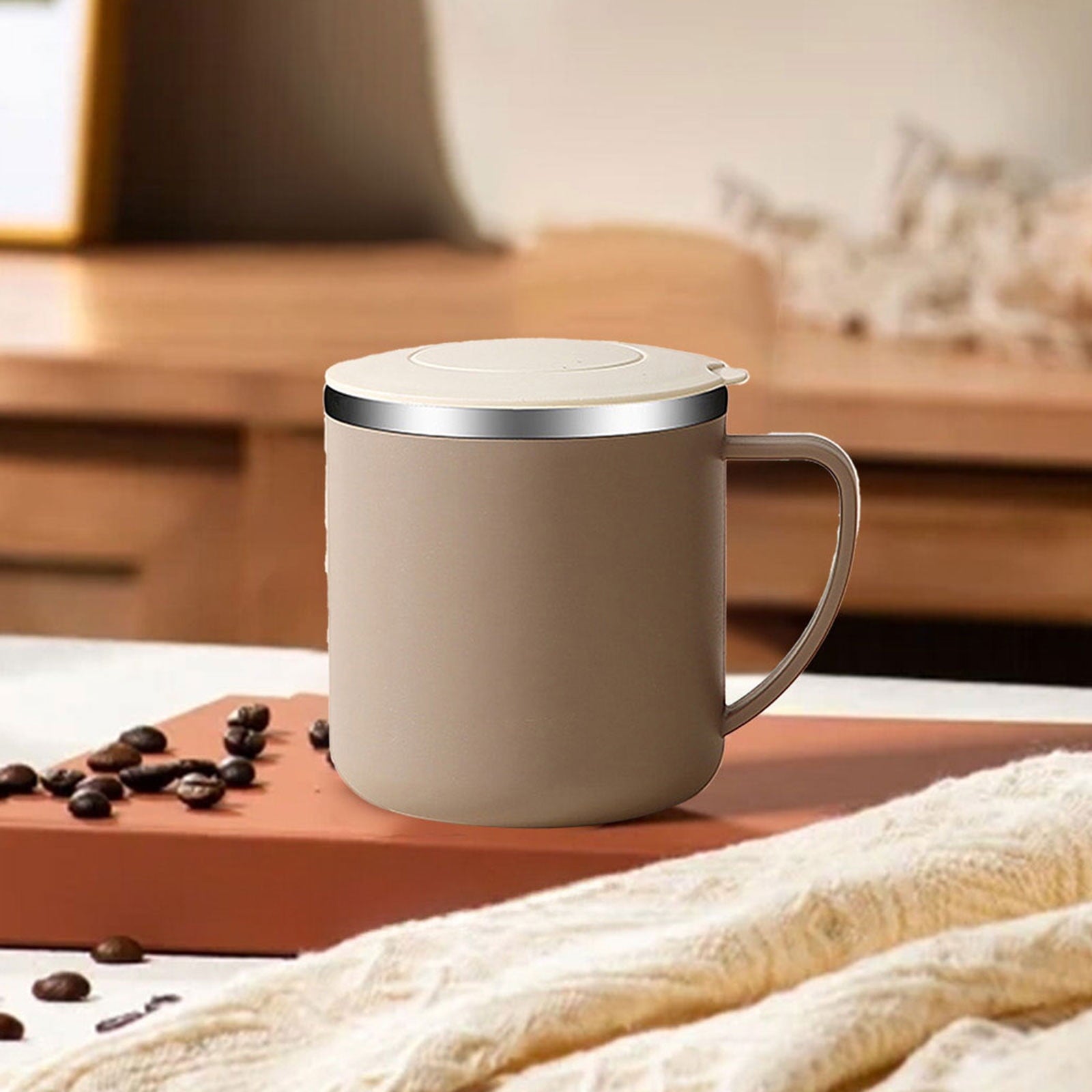 Uuiauoio 350ml Stainless Steel Coffee Mug - Double Wall Insulated Travel Coffee Mug - Unbreakable Metal Coffee Cup for Camping, Office & Car, Leakproof with Handle, 1ps