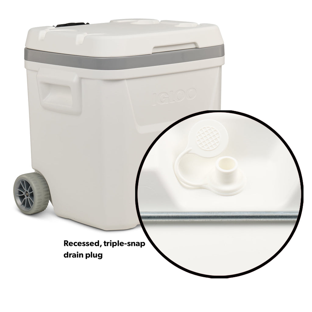 Igloo 60 QT Marine Ice Chest Cooler with Wheels - White