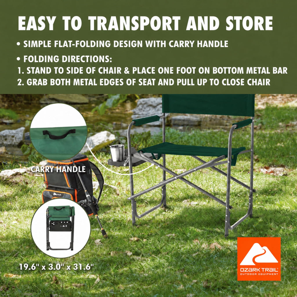 Ozark Trail Director Chair with Side Table - Green