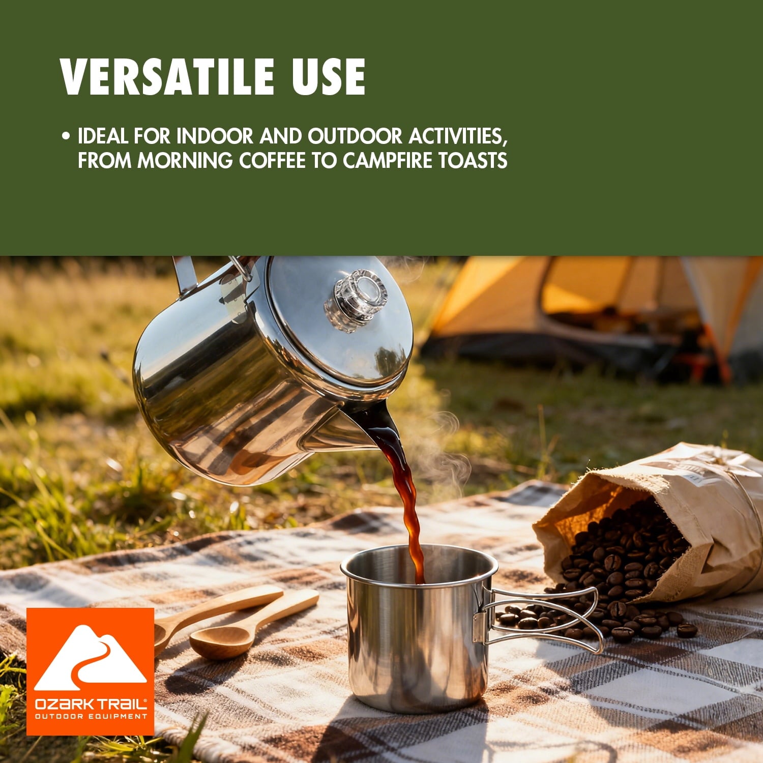 Ozark Trail 12-Cup Stainless Steel Camping Percolator