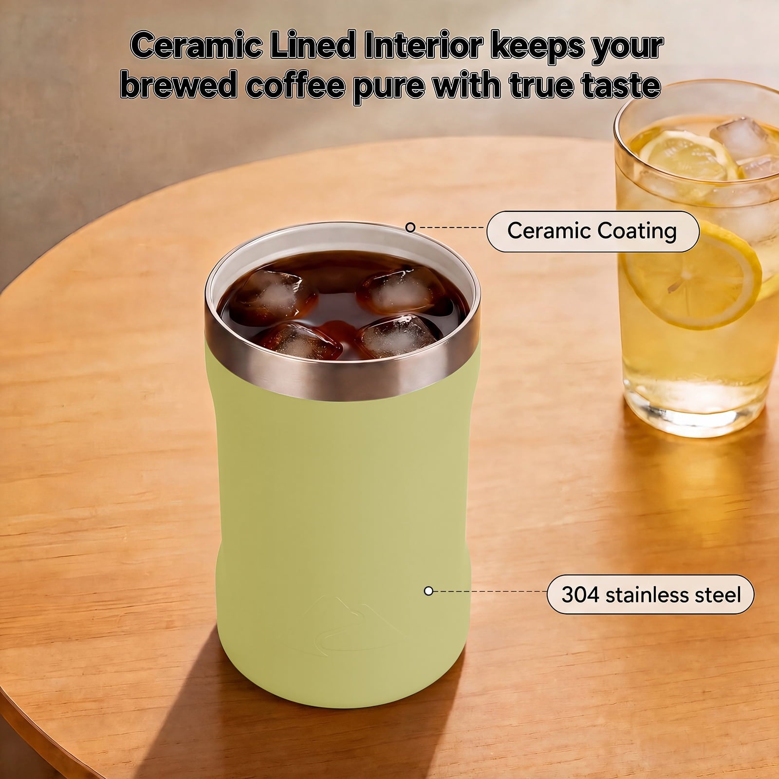 Ozark Trail 16oz Ceramic Lined Stainless Steel Can Tumbler with 2-in-1 Lid - Yellow