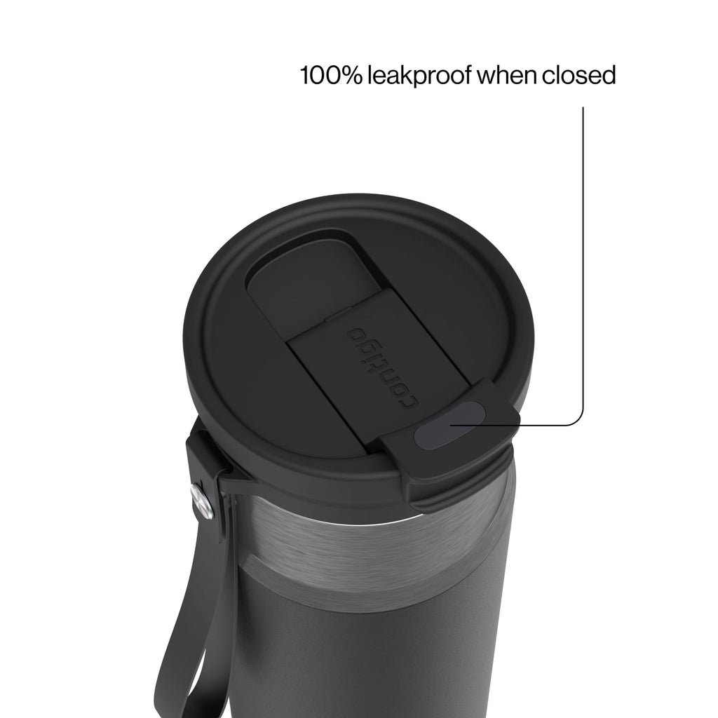 Contigo 24 oz DualSip Stainless Steel Leak-Proof Insulated Water Bottle with Straw or Sip Lid and Carry Strap - Black/Silver
