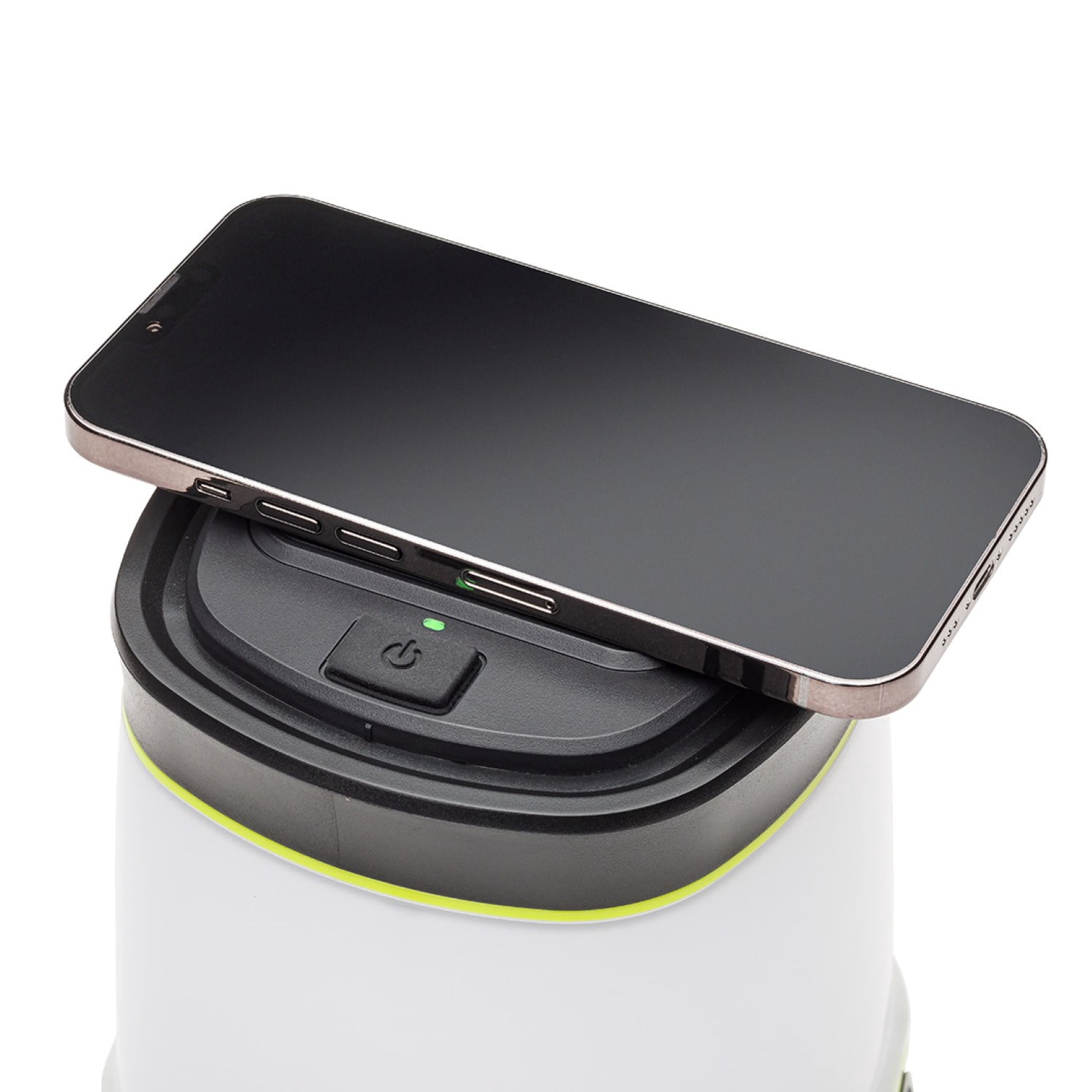 Ozark Trail 4000 Lumen Rechargeable LED Lantern with Qi Wireless Charging Pad – 4 Light Modes - Water-Resistant, Green and Gray