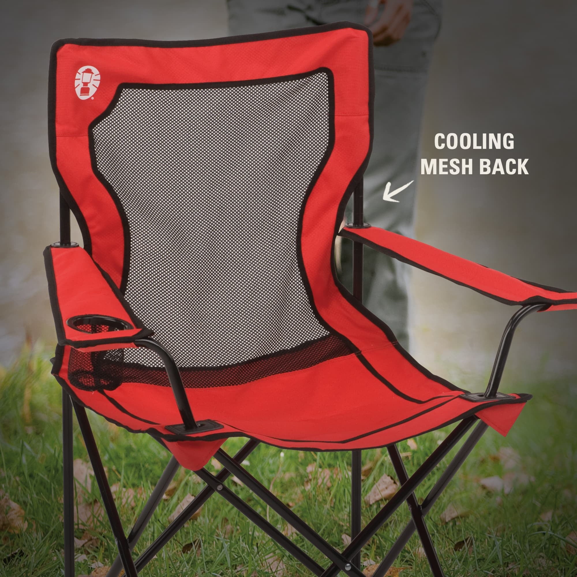 Coleman Broadband Mesh Quad Adult Camping Chair - Red