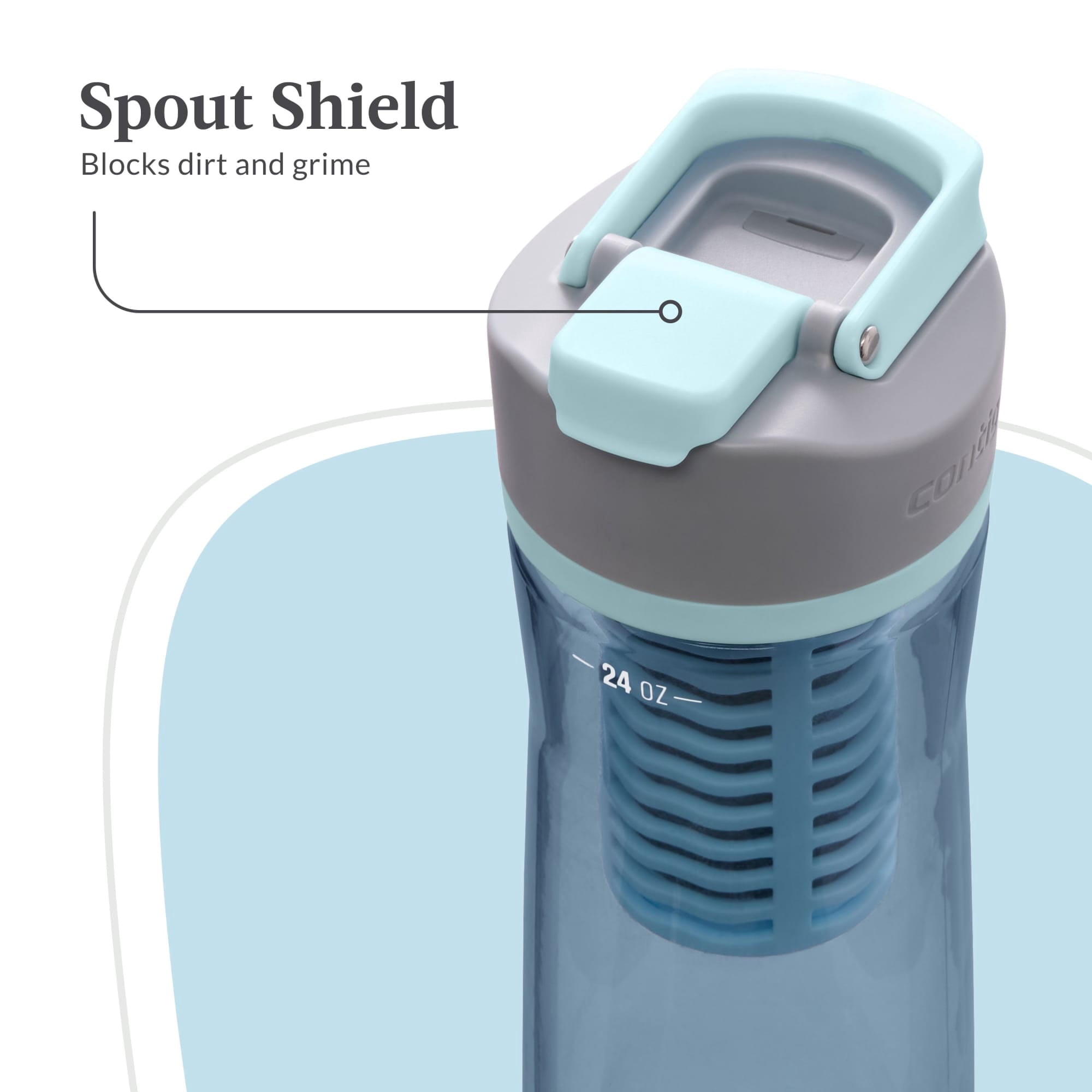 Contigo Clybourn Plastic FreeFlow Filter Water Bottle with AUTOSEAL Lid 24 oz. - Dark Ice, with Replacable Filter - 2-Pack