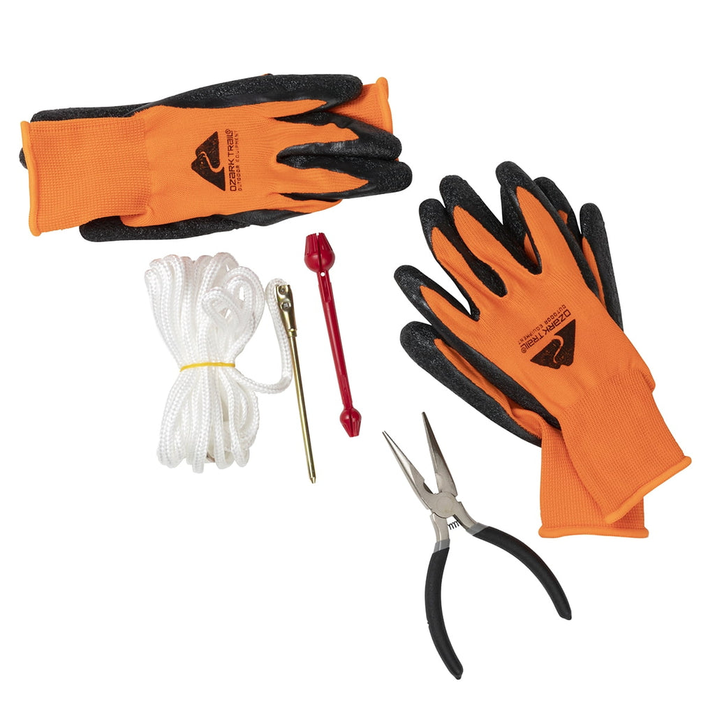 Ozark Trail Fishing Accessory Kit with Pliers - Gloves, Stringer & Utility Tray