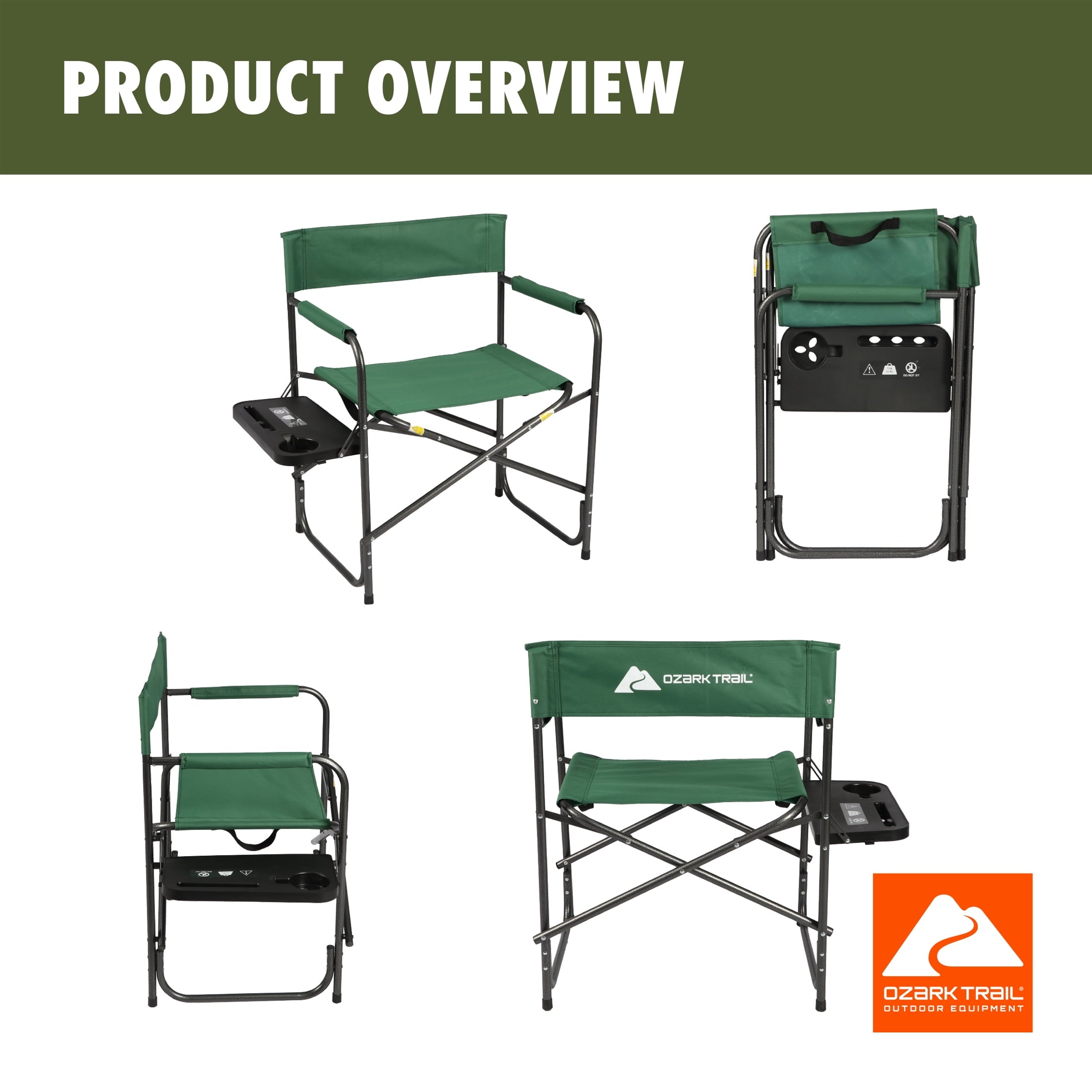 Ozark Trail Director Chair with Side Table - Green