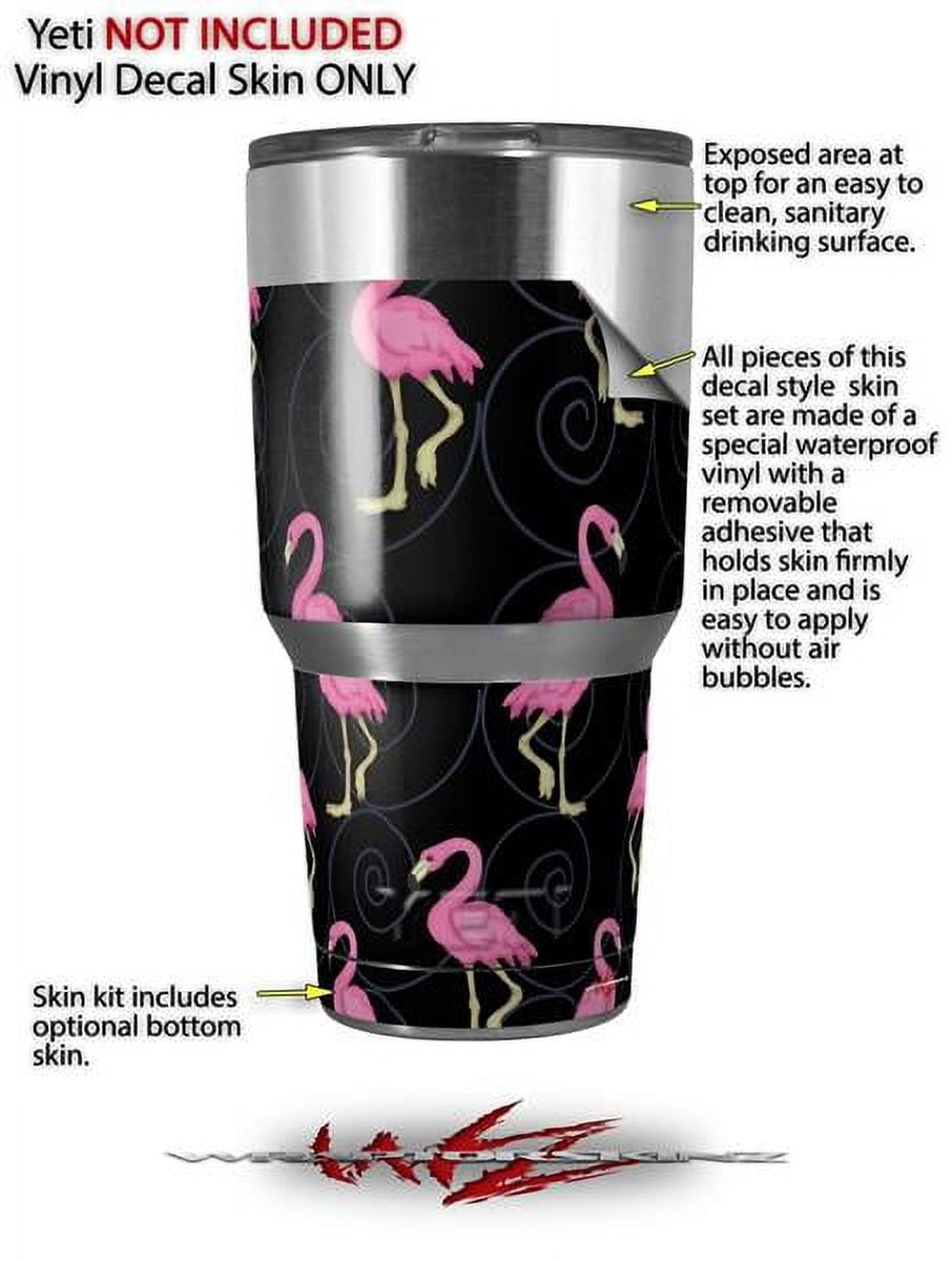 Skin Decal Wrap for Yeti Tumbler Rambler 30 oz Flamingos on Black ( 30oz TUMBLER NOT INCLUDED )