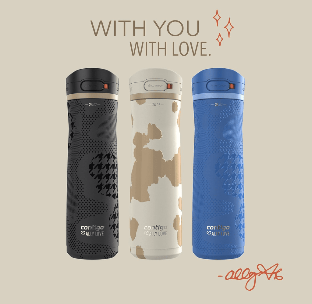 Contigo x Ally Love Jackson Chill 2.0 Stainless Steel Water Bottle - AutoPop Lid, 24 oz, Oatmilk