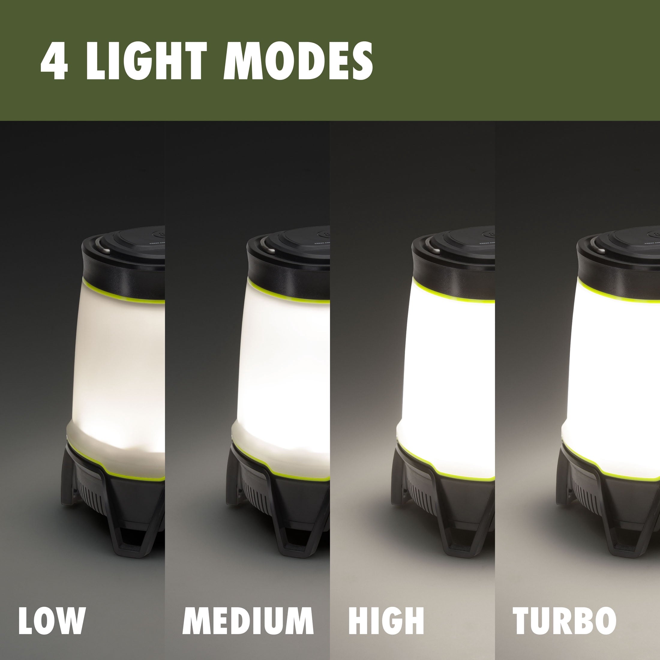 Ozark Trail 4000 Lumen Rechargeable LED Lantern with Qi Wireless Charging Pad – 4 Light Modes - Water-Resistant, Green and Gray
