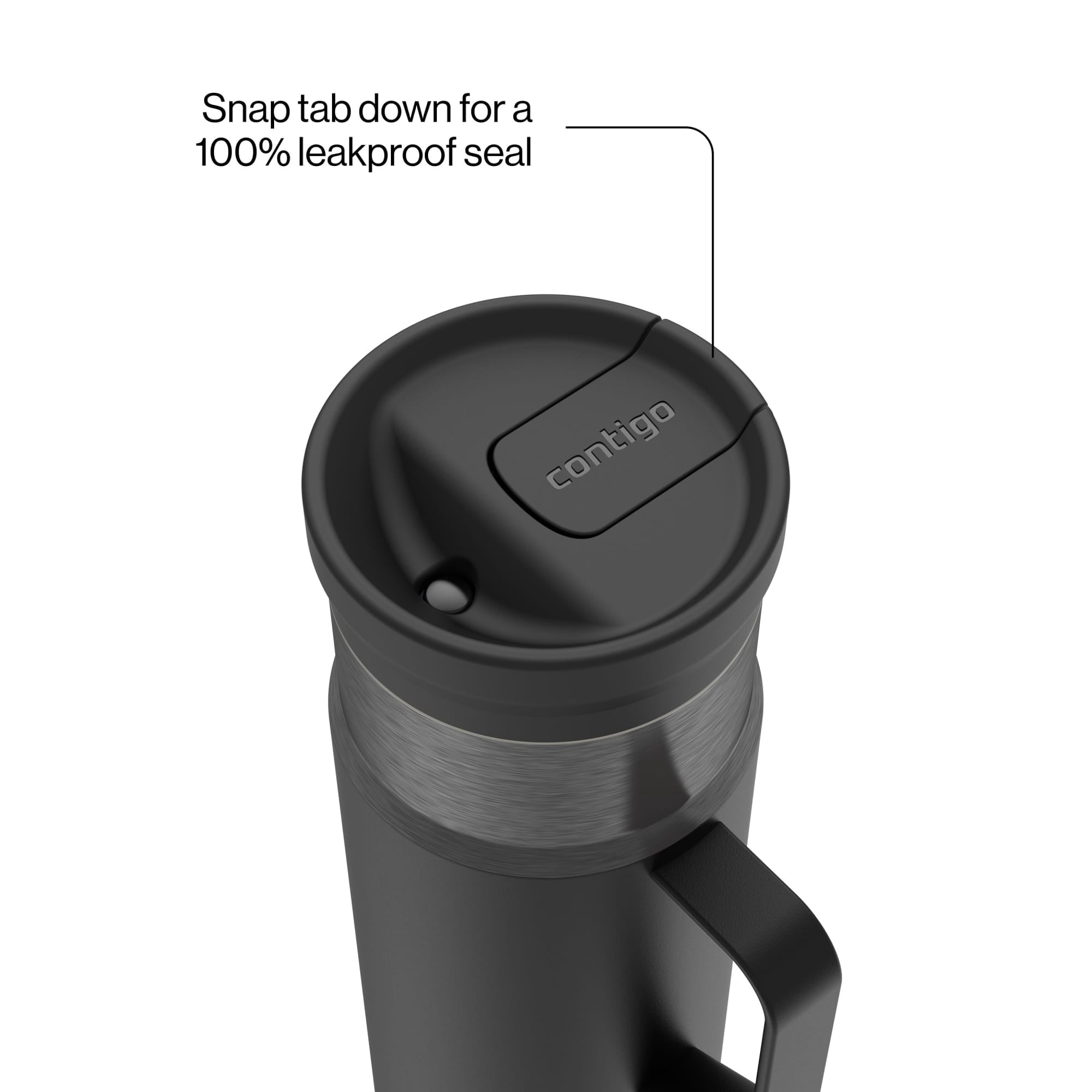 Contigo 20 oz Stainless Steel Travel Mug Tumbler – Leak-Proof Insulated Coffee Mug - Keeps Drinks Hot, Side Handle, Black/Silver