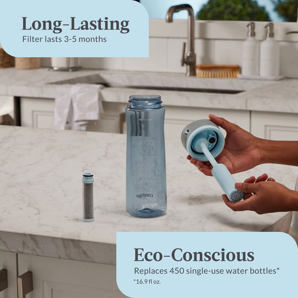 Contigo® Wells Plastic Filter Water Bottle with AUTOSPOUT® Straw Lid - 24 Oz., Dark Ice
