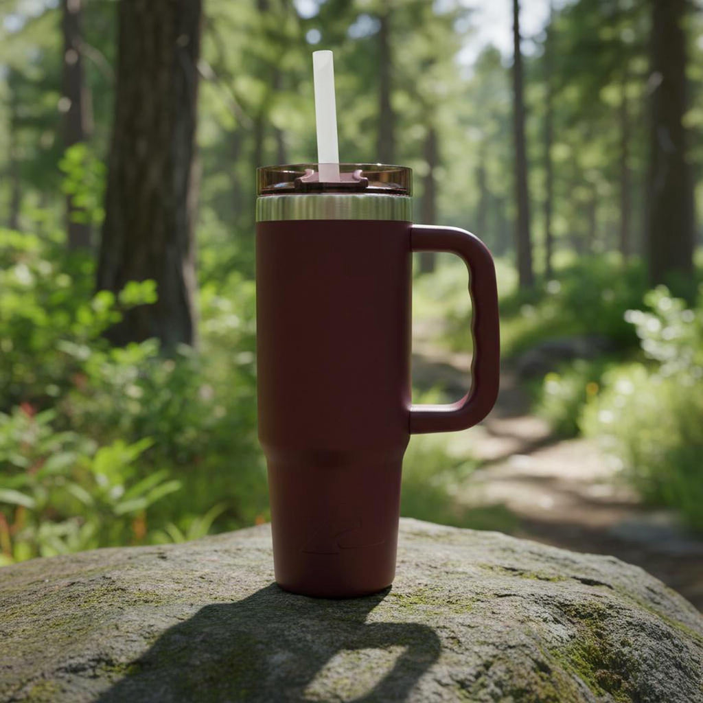 Ozark Trail 30 oz Stainless Steel Insulated Tumbler with Handle - Maroon