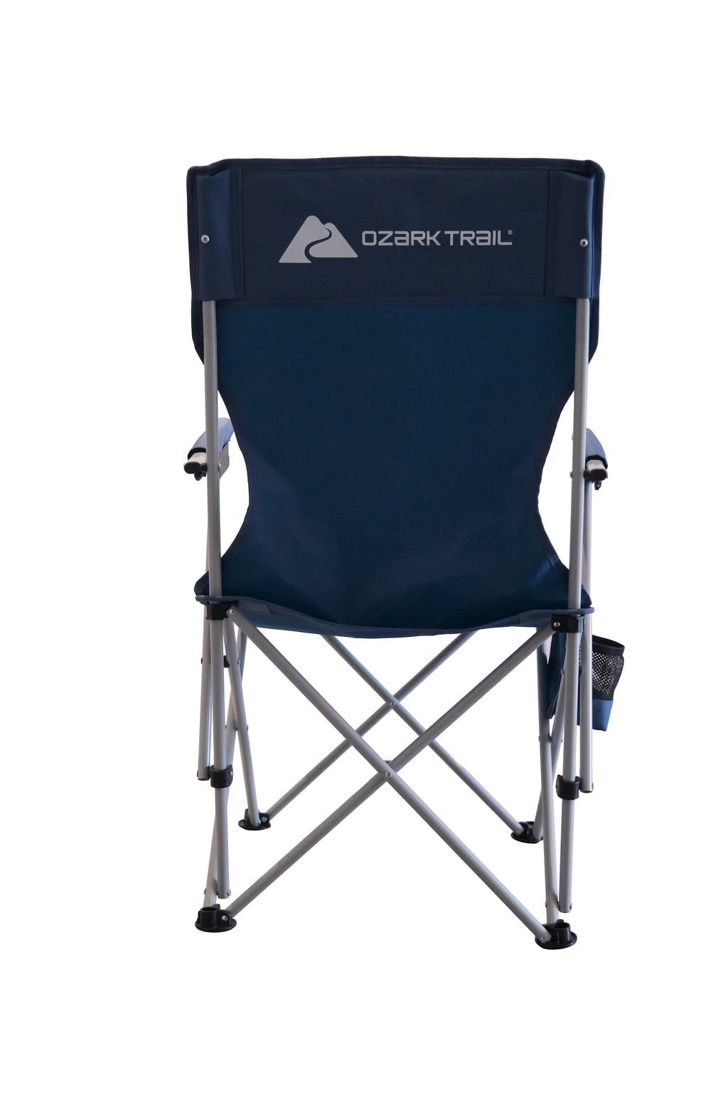 Ozark Trail Hard Arm Camping Chair with Durable Polyester Seat and Steel Frame - Portable with Cup Holder