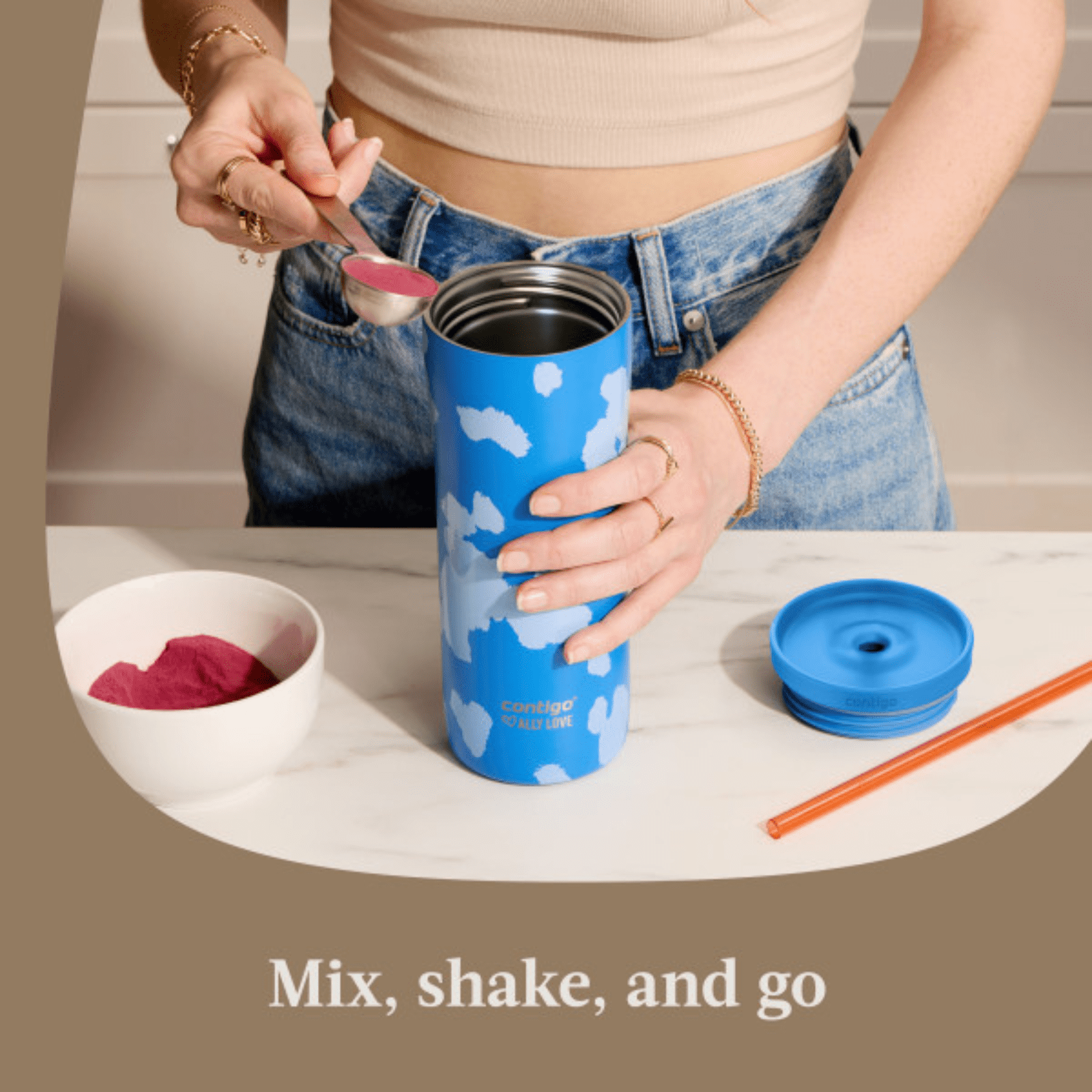 Contigo x Ally Love Streeterville 2.0 Stainless Steel Tumbler with Straw - 24 oz, Stellar Jay