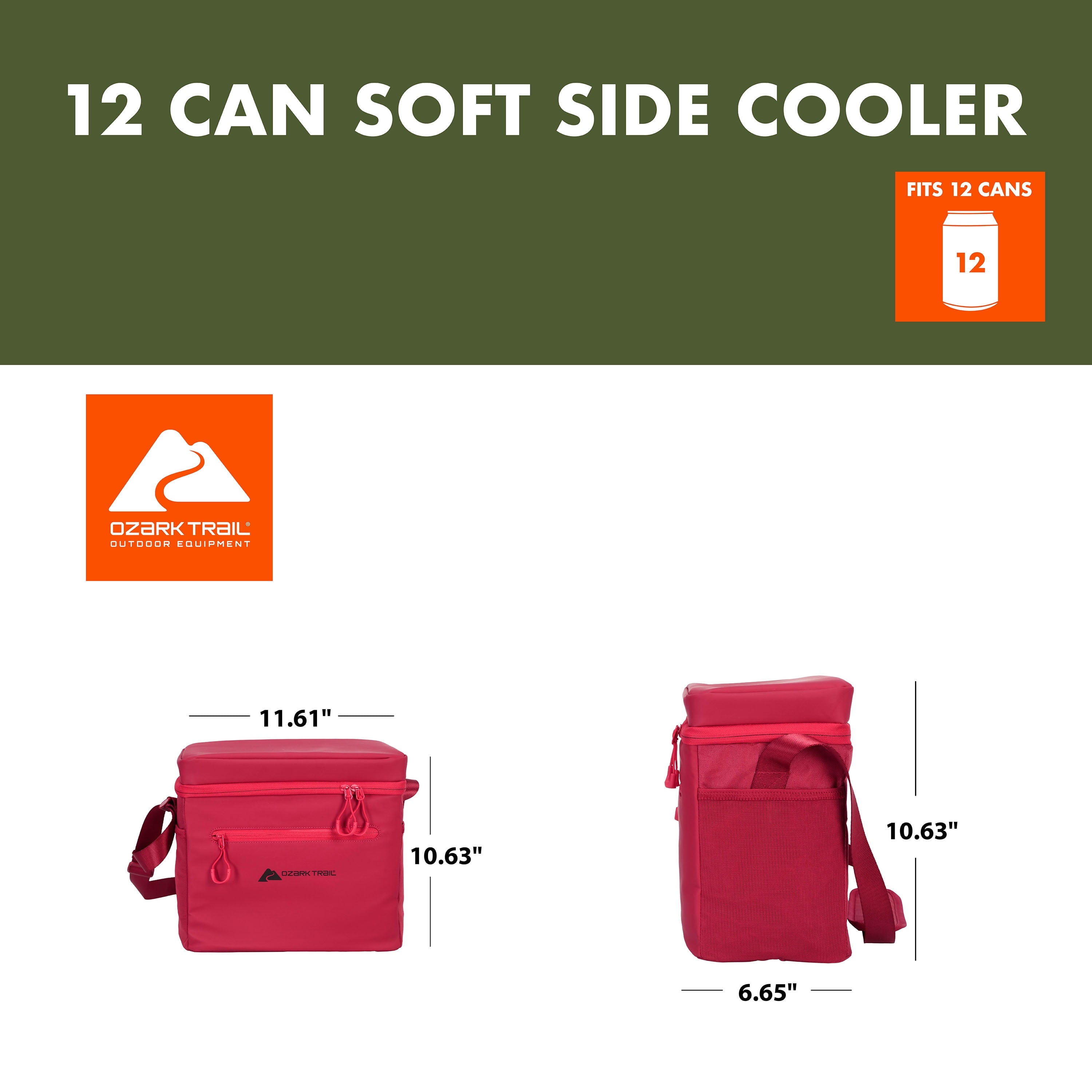 Ozark Trail 12-Can Soft-Sided Cooler with Removable Hard Liner - Red