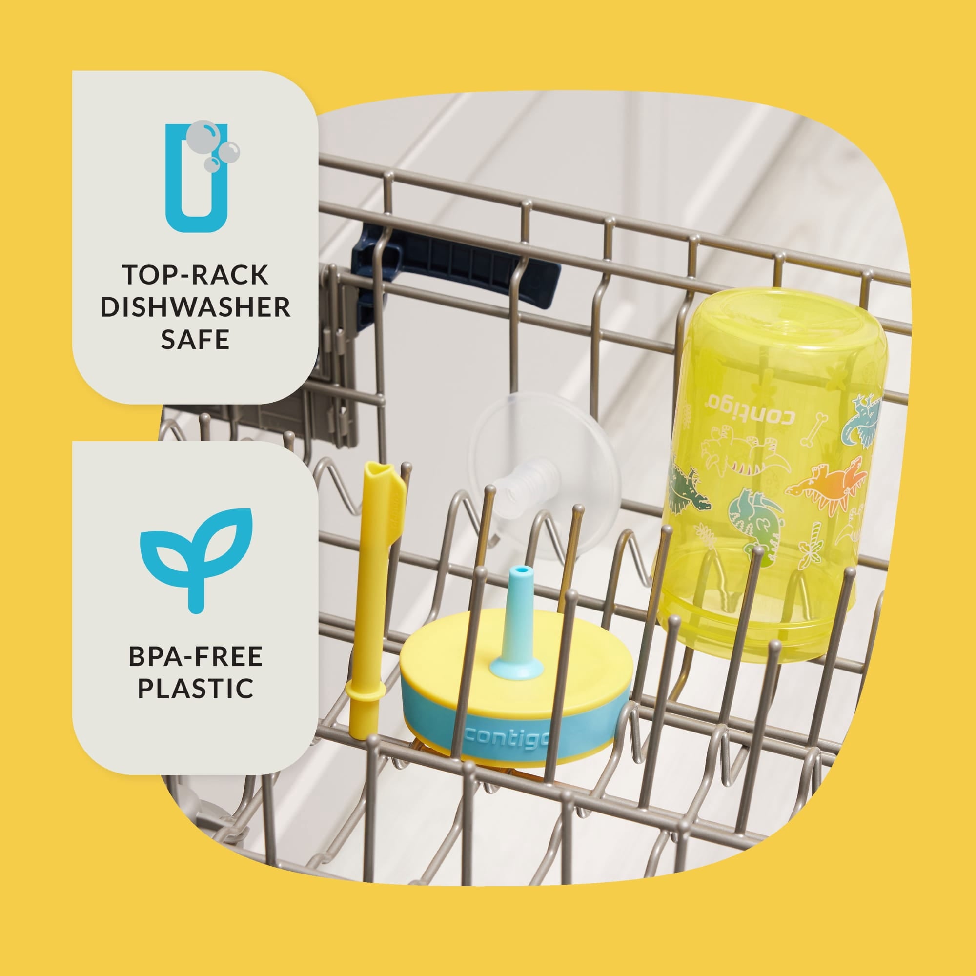 Contigo Kids Leighton Spill-Proof Tumbler with Straw - Ages 3+, 14 oz, Yellow