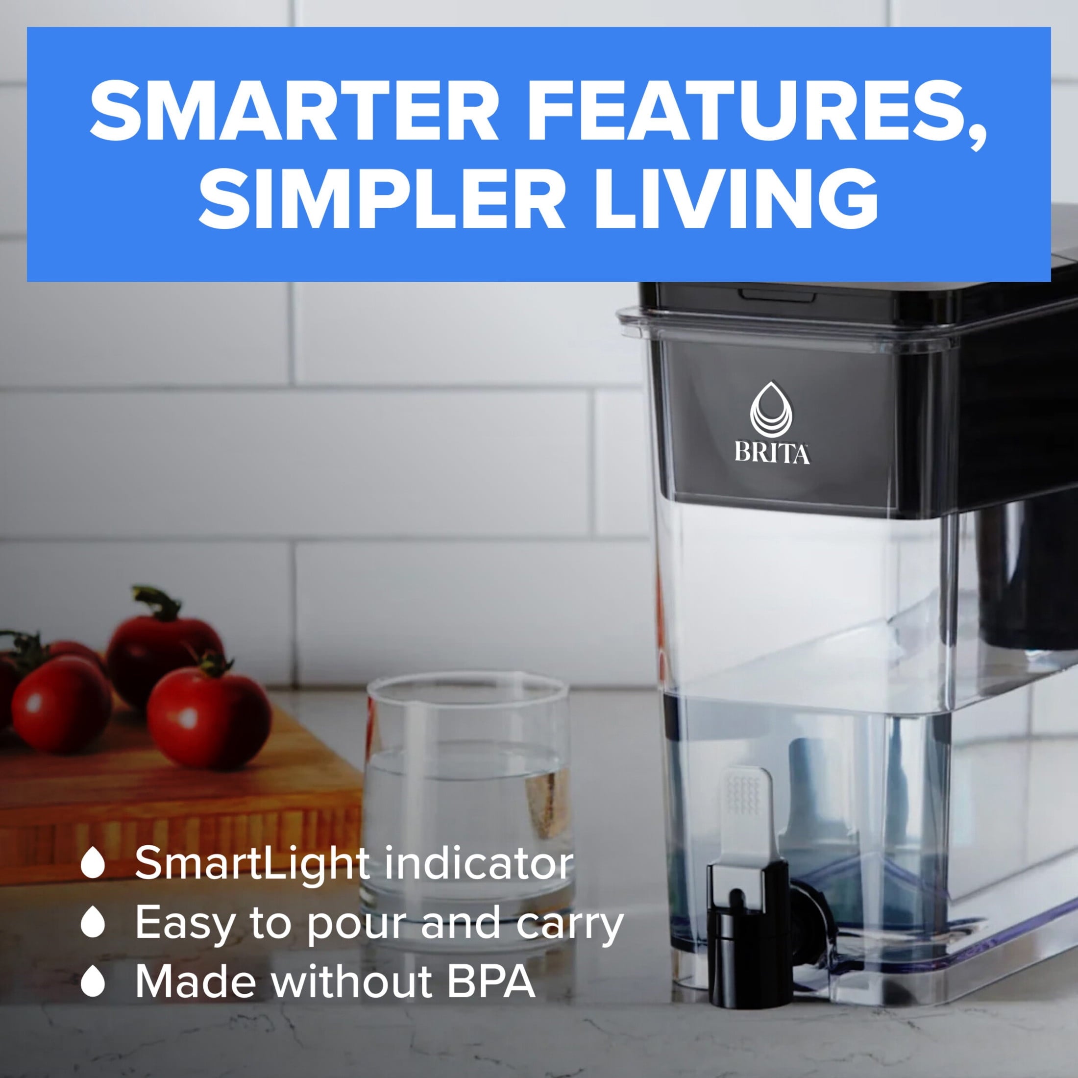 Brita 27 Cup Plastic Water Filtration Dispenser - Black, 1 Standard Brita Filter