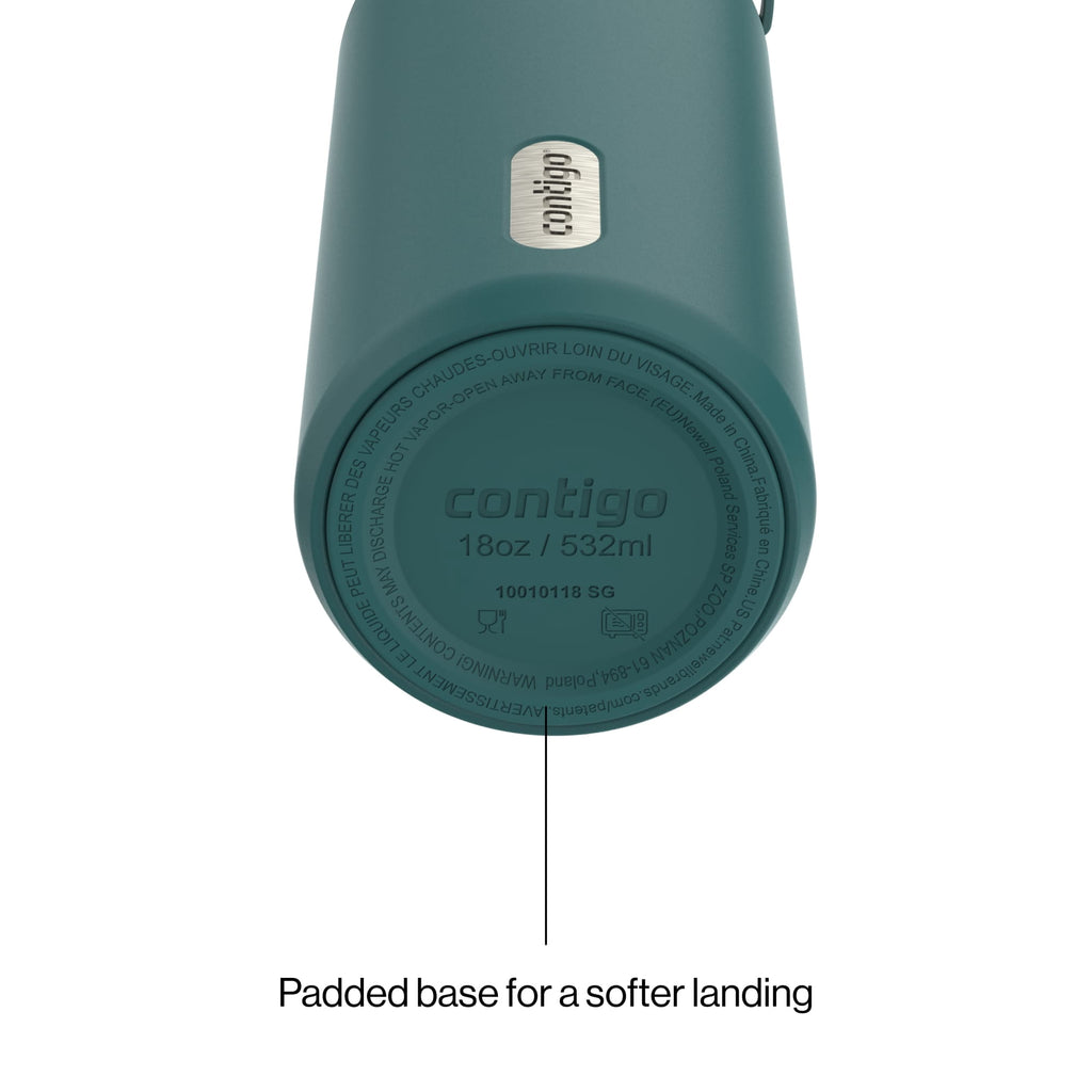 Contigo Water Bottle - 18 Oz, Stainless Steel, Vacuum Insulated Leakproof, AutoSeal Lid, Mineral Teal