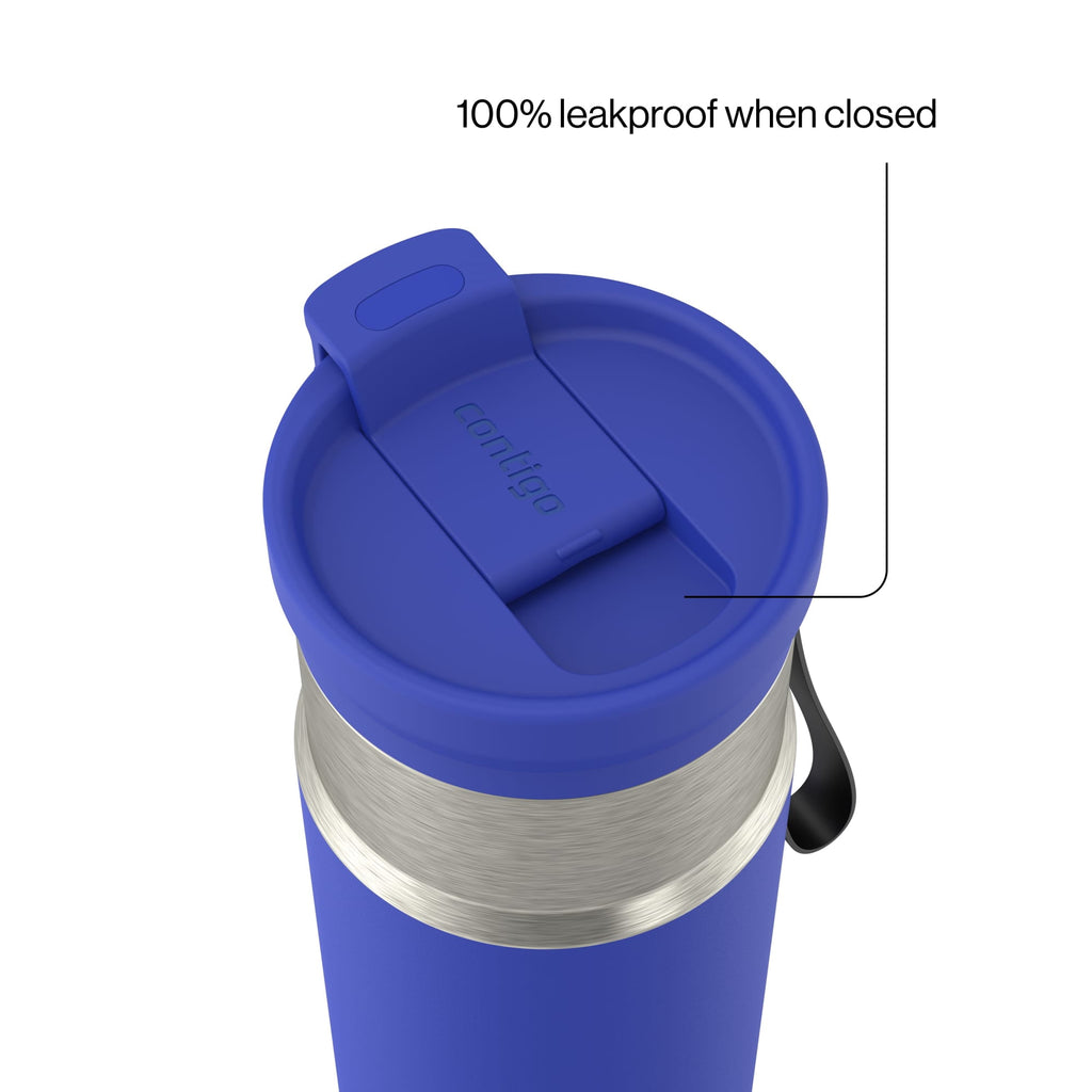 Contigo Water Bottle - 28 Oz, Stainless Steel, Vacuum Insulated Leakproof, DualSip 2-Way Lid, Wild Indigo