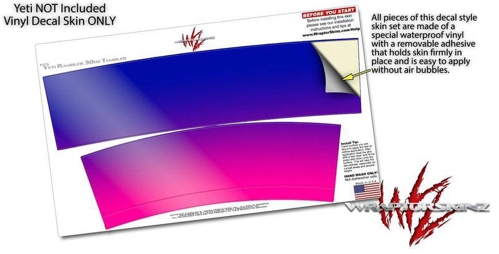 Skin Decal Wrap for Yeti Tumbler Rambler 30 oz Smooth Fades Hot Pink Blue ( 30oz TUMBLER NOT INCLUDED )