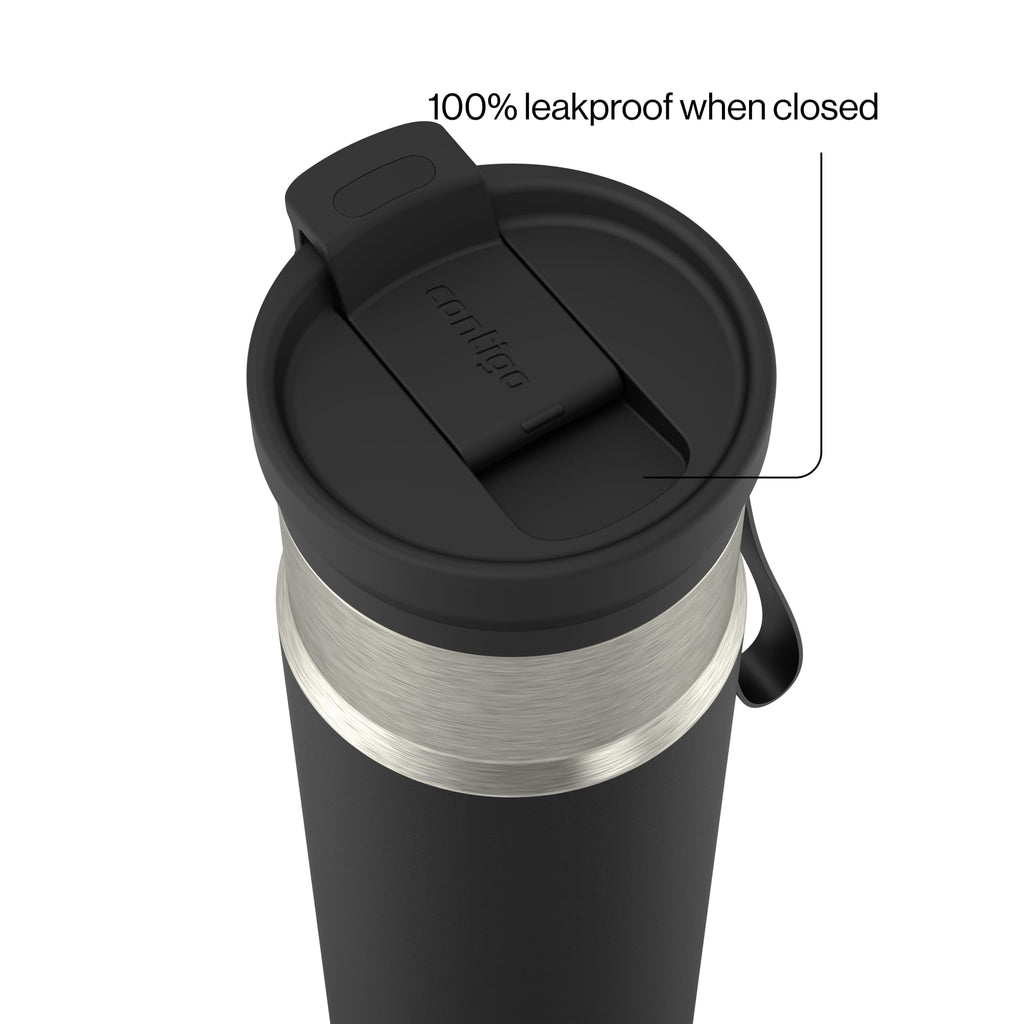 Contigo Water Bottle - 28 Oz, Stainless Steel, Vacuum Insulated Leakproof, DualSip 2-Way Lid, Licorice