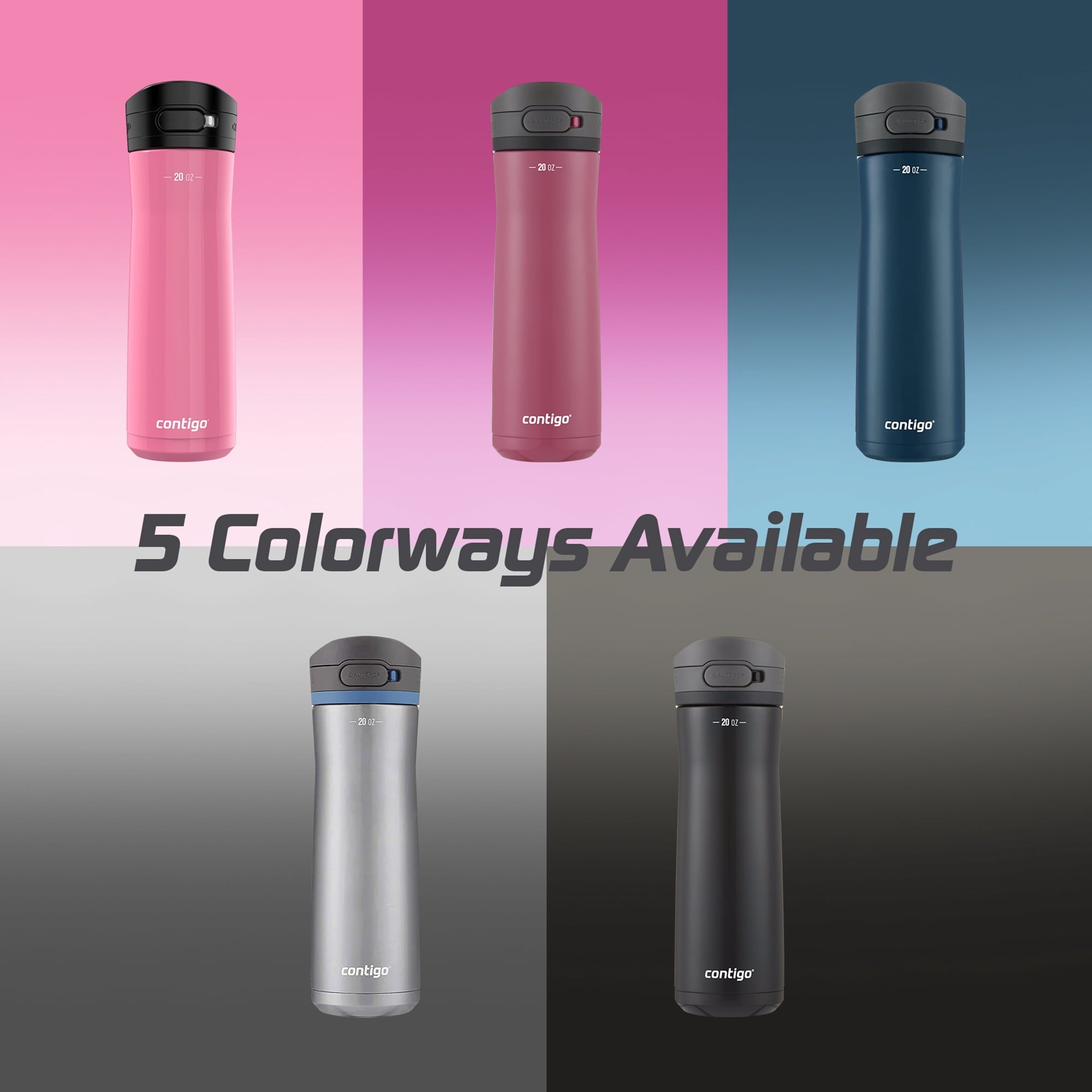 Contigo Jackson Chill 2.0 Stainless Steel Water Bottle with AUTOPOP Lid - 20 Ounces, Azalea
