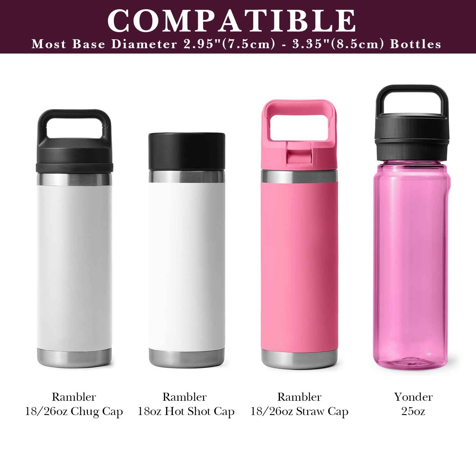 Linkidea Neoprene Water Bottle Carrier with Strap Compatible with YETI Rambler Bottle 18oz/26oz - Yonder 25oz, Insulated Waterbottle Sling Bag with Shoulder Strap, Wine Red