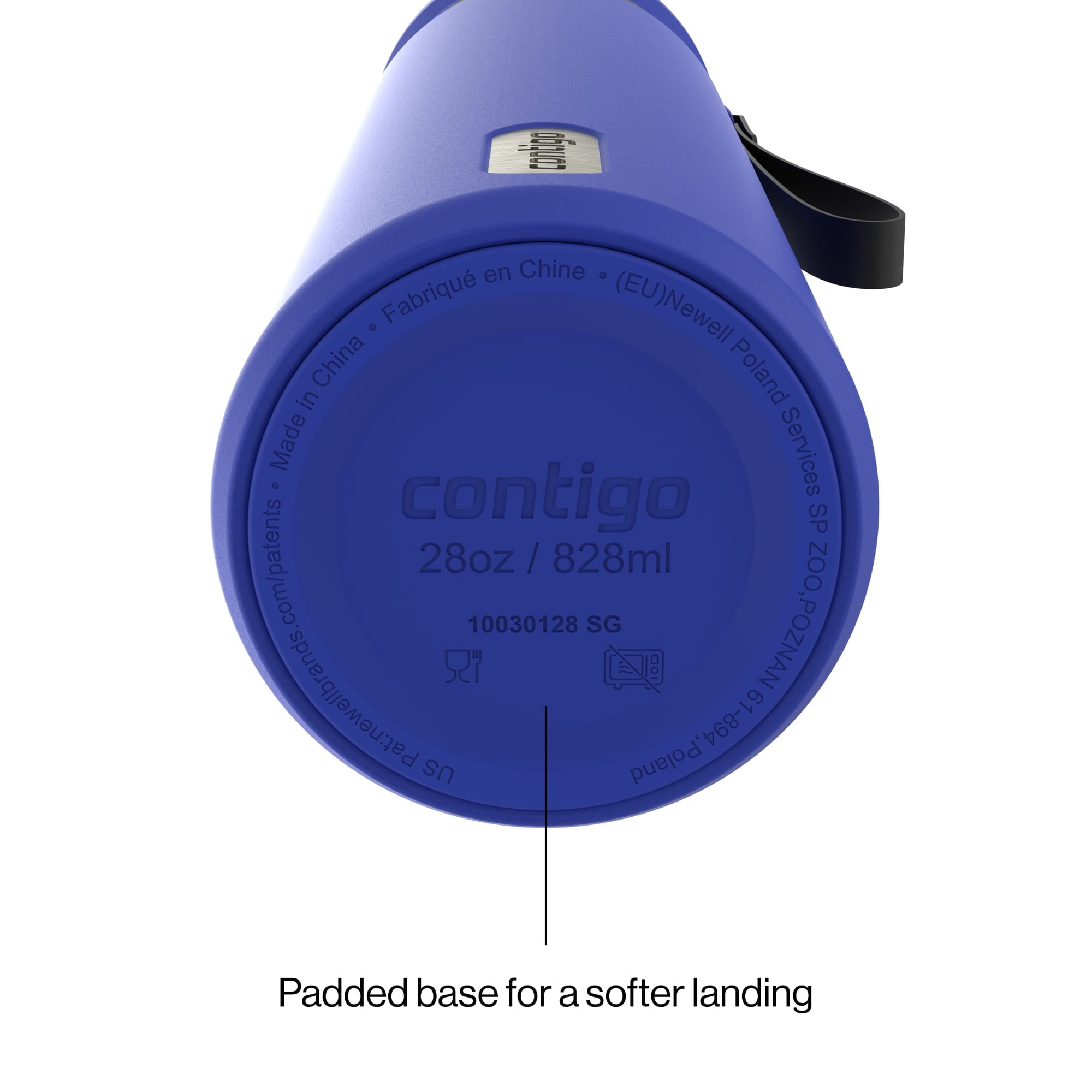 Contigo Water Bottle - 28 Oz, Stainless Steel, Vacuum Insulated Leakproof, DualSip 2-Way Lid, Wild Indigo