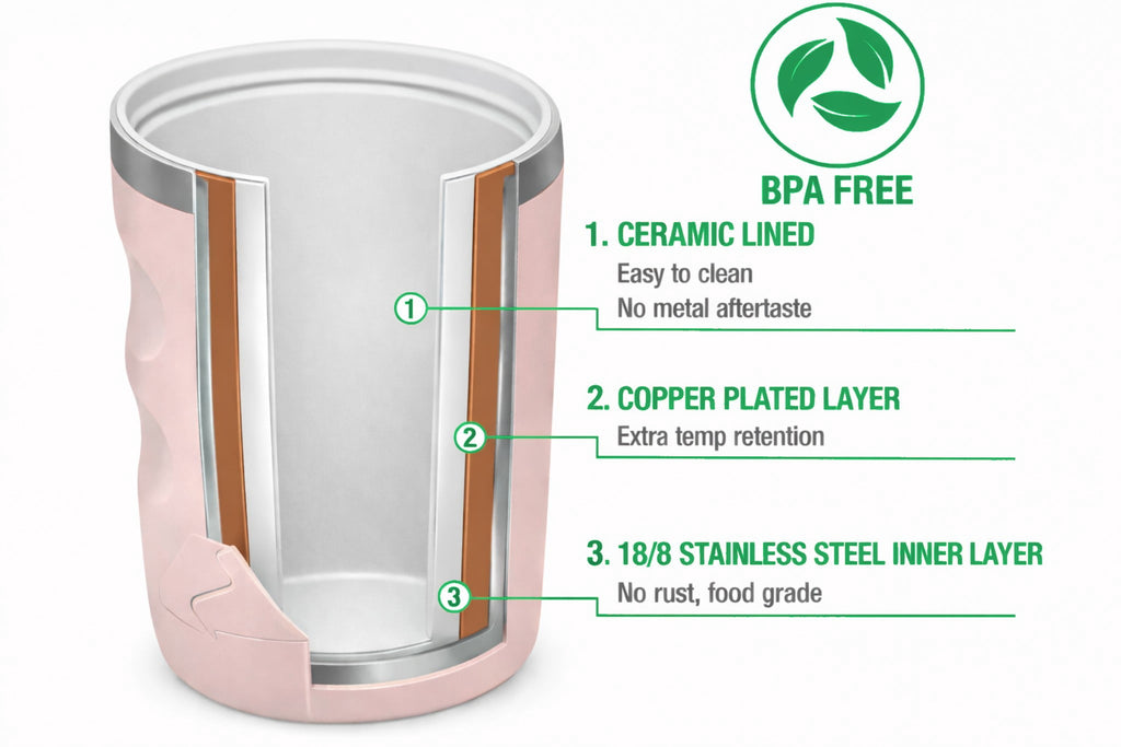 Ozark Trail 12oz Ceramic Lined Stainless Steel Insulated Travel Tumbler with Slider Lid - Frosted Peach