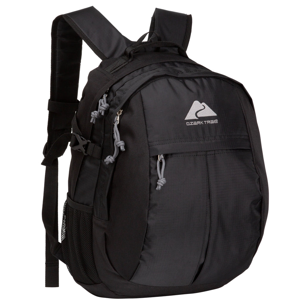 Ozark Trail Hiker Backpack 25 Liter - Black, Polyester, Adult, Teen + Ozark Trail 18 oz Tritan Flip-Top Water Bottle, Gray