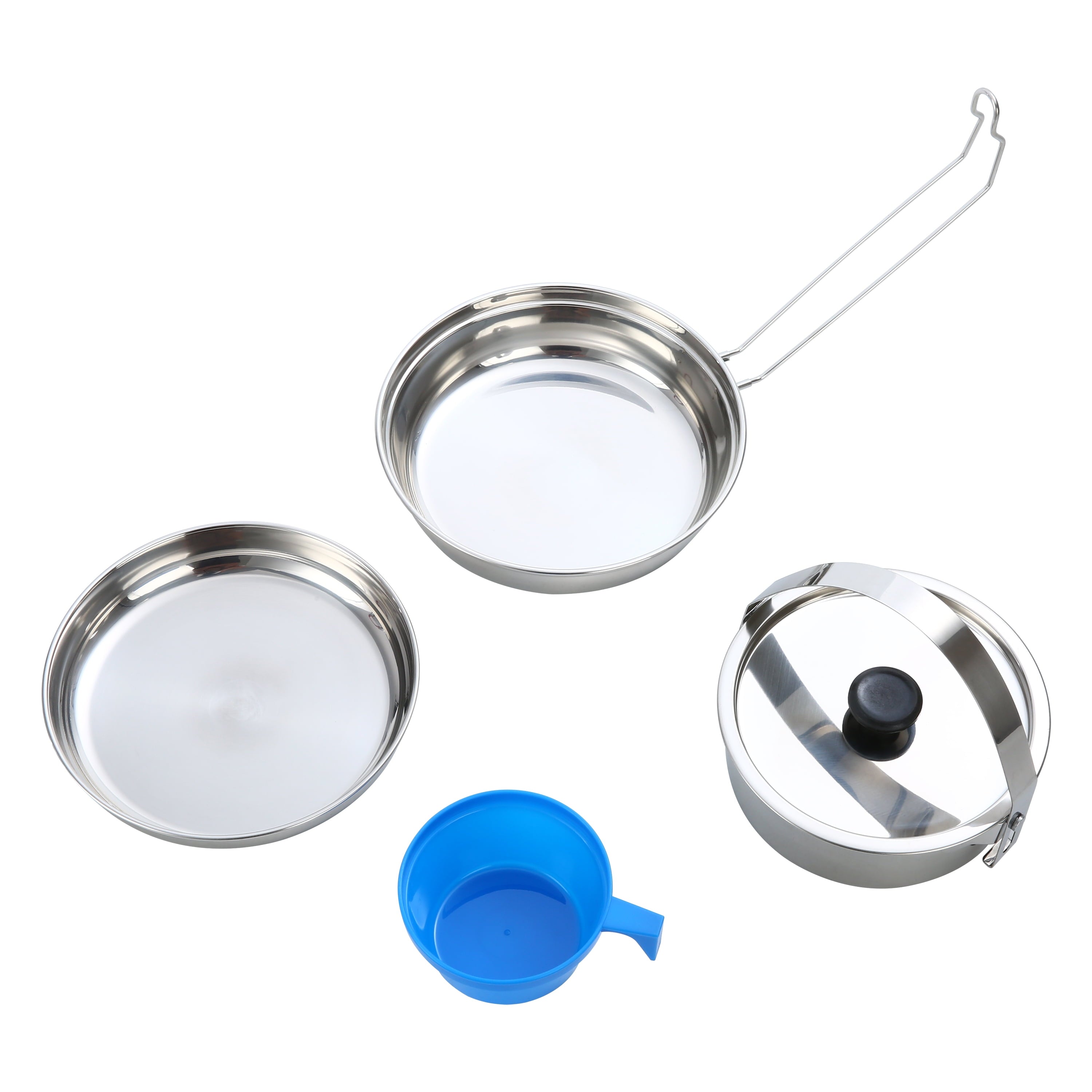 Ozark Trail 5-Piece Stainless Steel - Aluminum, and Plastic Space-Saving Cookware Camping Mess Kit