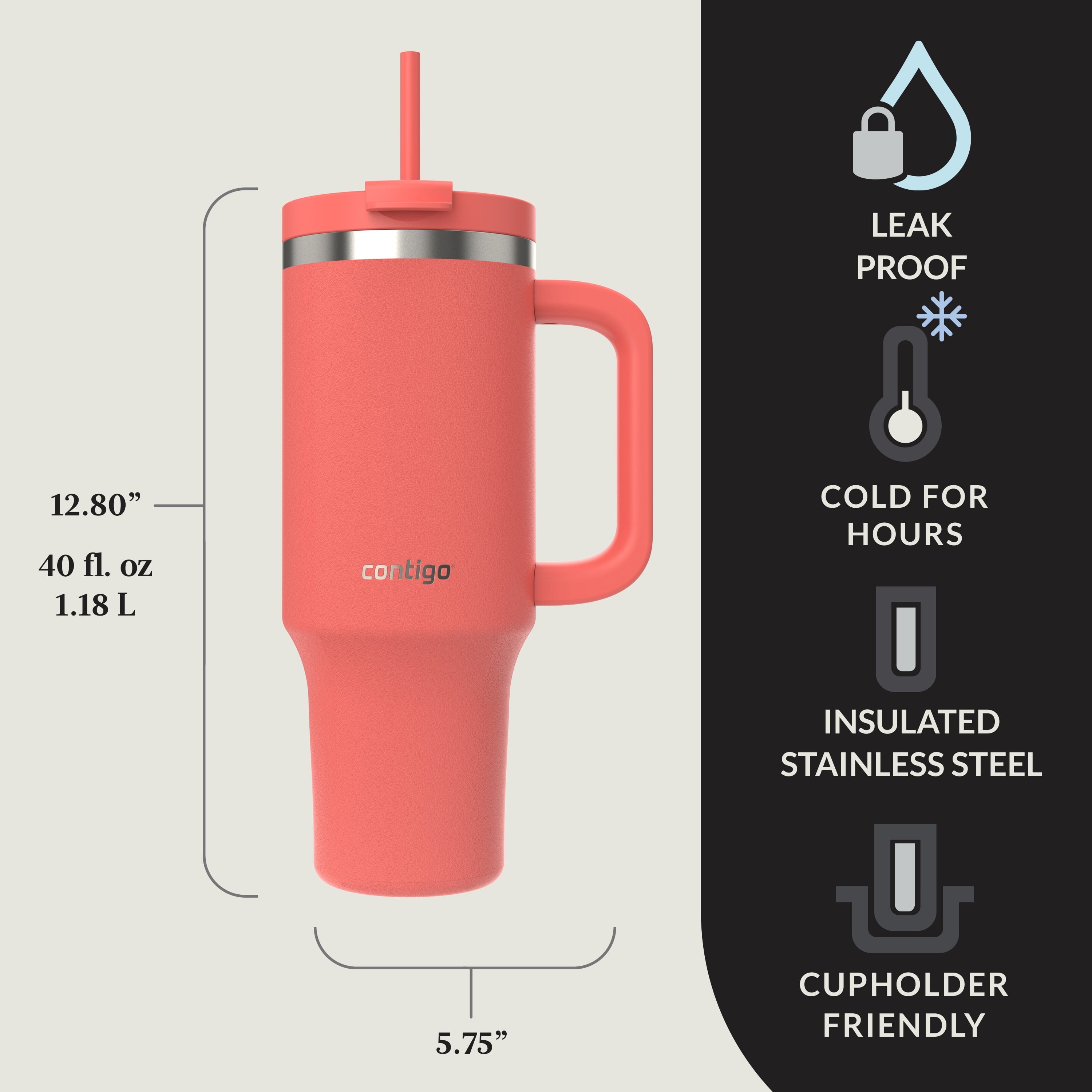 Contigo Streeterville Tumbler 40oz Coral