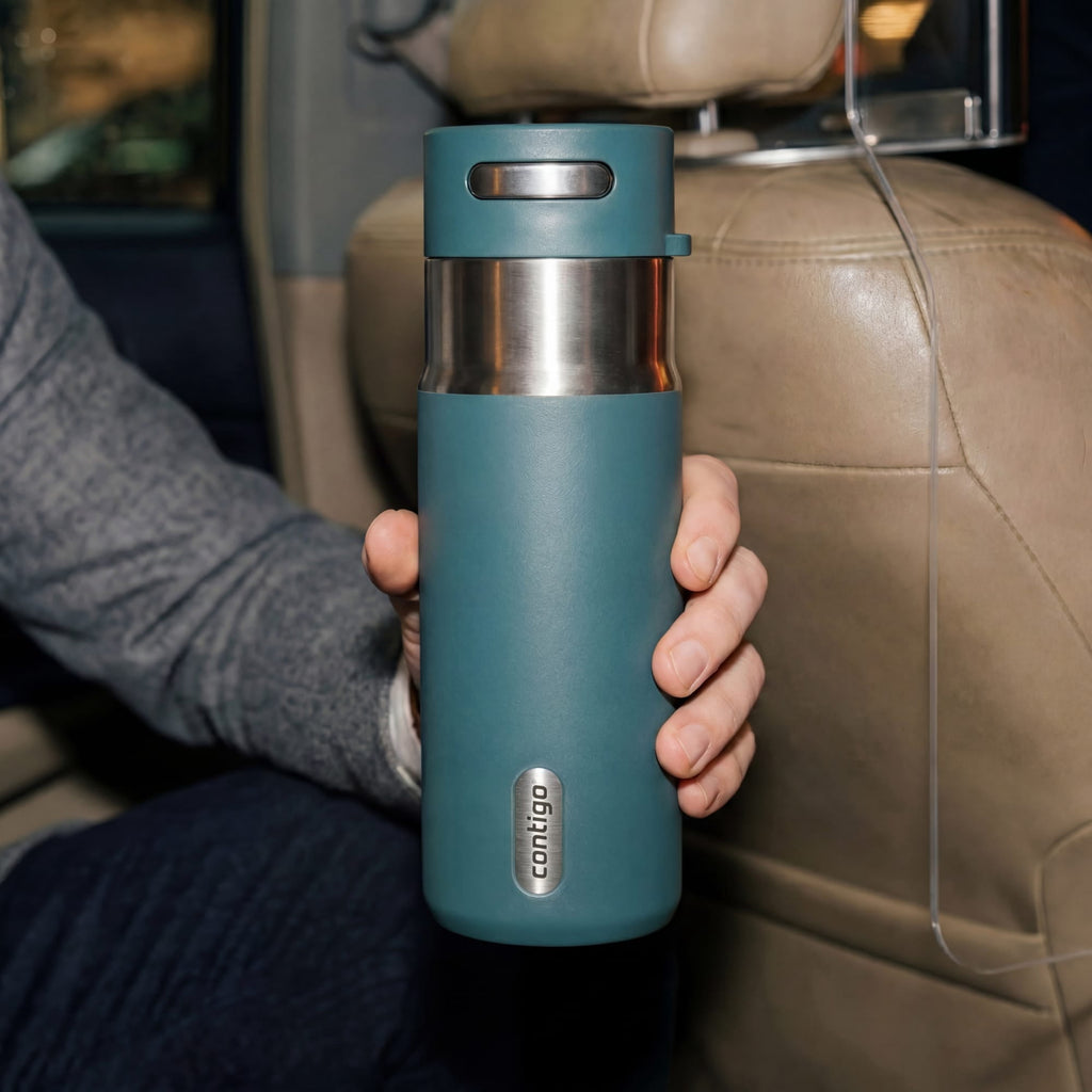 Contigo Water Bottle - 18 Oz, Stainless Steel, Vacuum Insulated Leakproof, AutoSeal Lid, Mineral Teal
