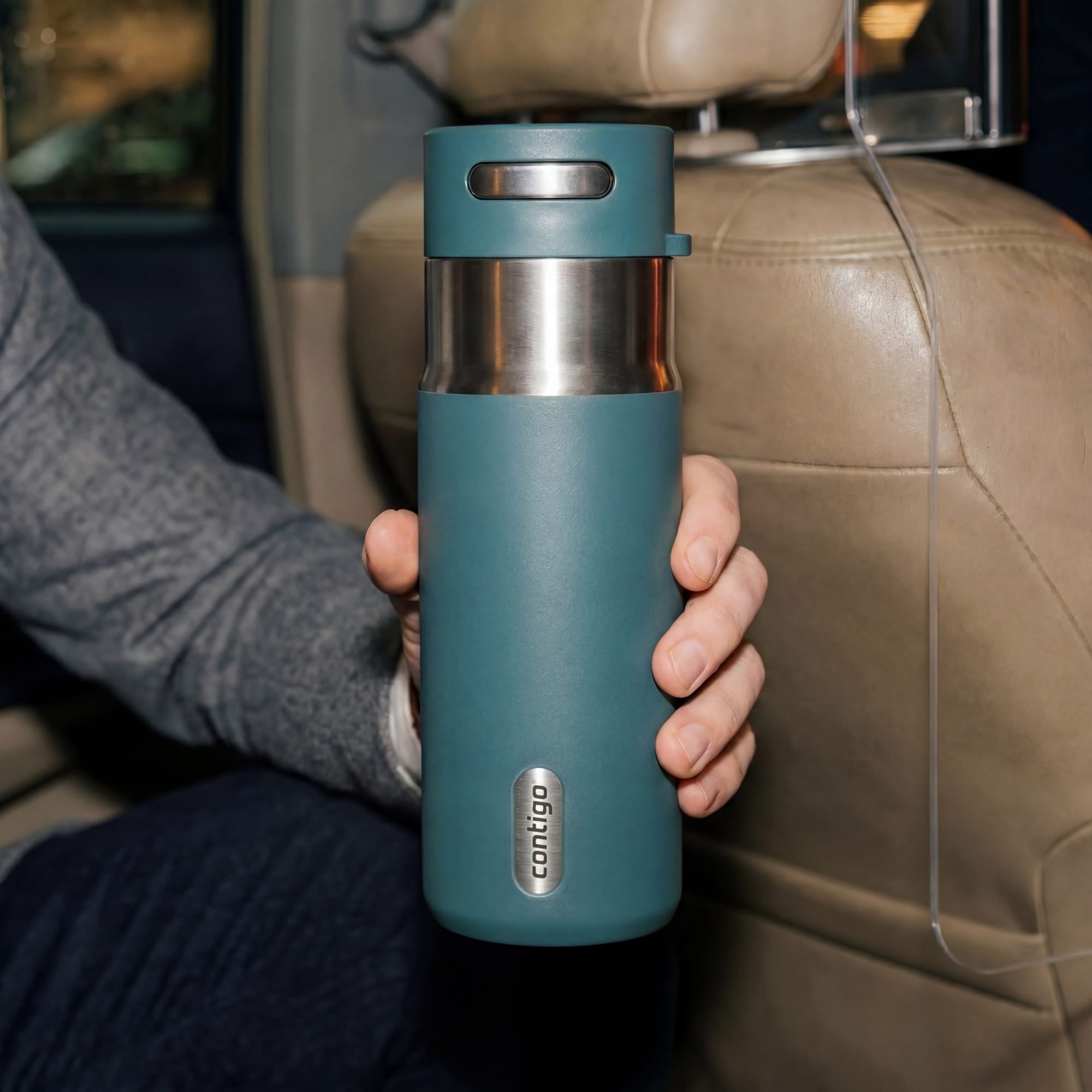 Contigo Water Bottle - 18 Oz, Stainless Steel, Vacuum Insulated Leakproof, AutoSeal Lid, Mineral Teal