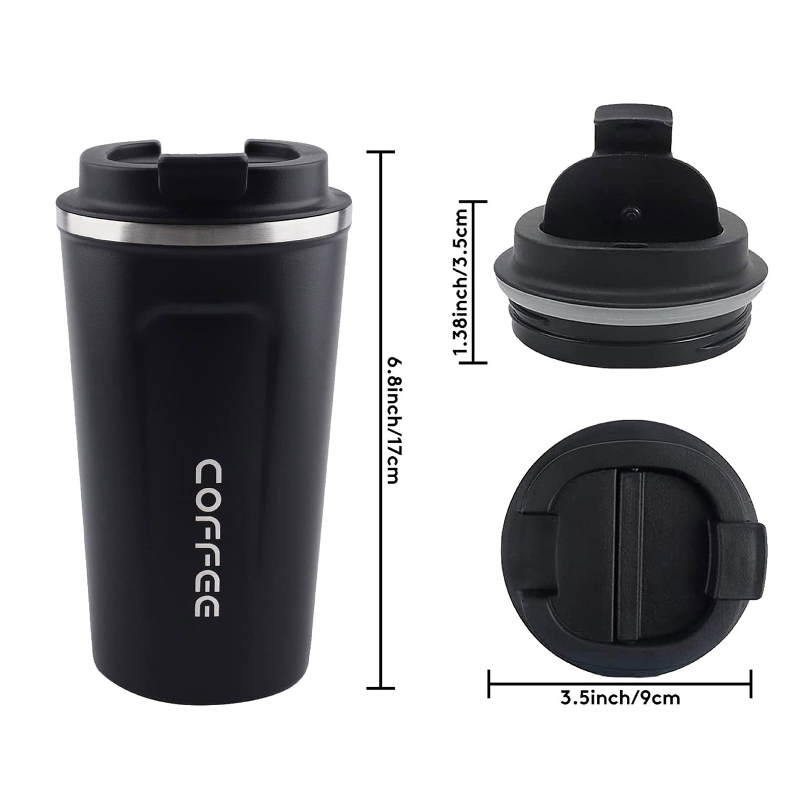 Stainless Steel Travel Thermal Coffee Mug Cup with Lid Vacuum Insulated Leak-Proof 17Oz - Portable Car Commuter Office Camping Coffee Cup, Double Wall Reusable Metal Coffee Flask, Cup*1 Piece