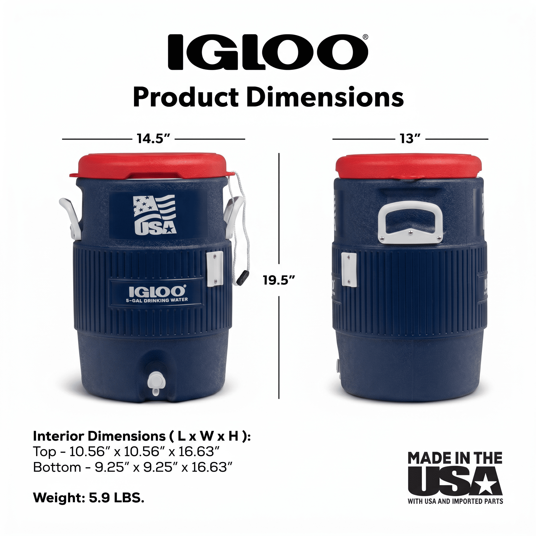 Igloo 5 Gallon Heavy-Duty beverage Jug - Red White and Blue