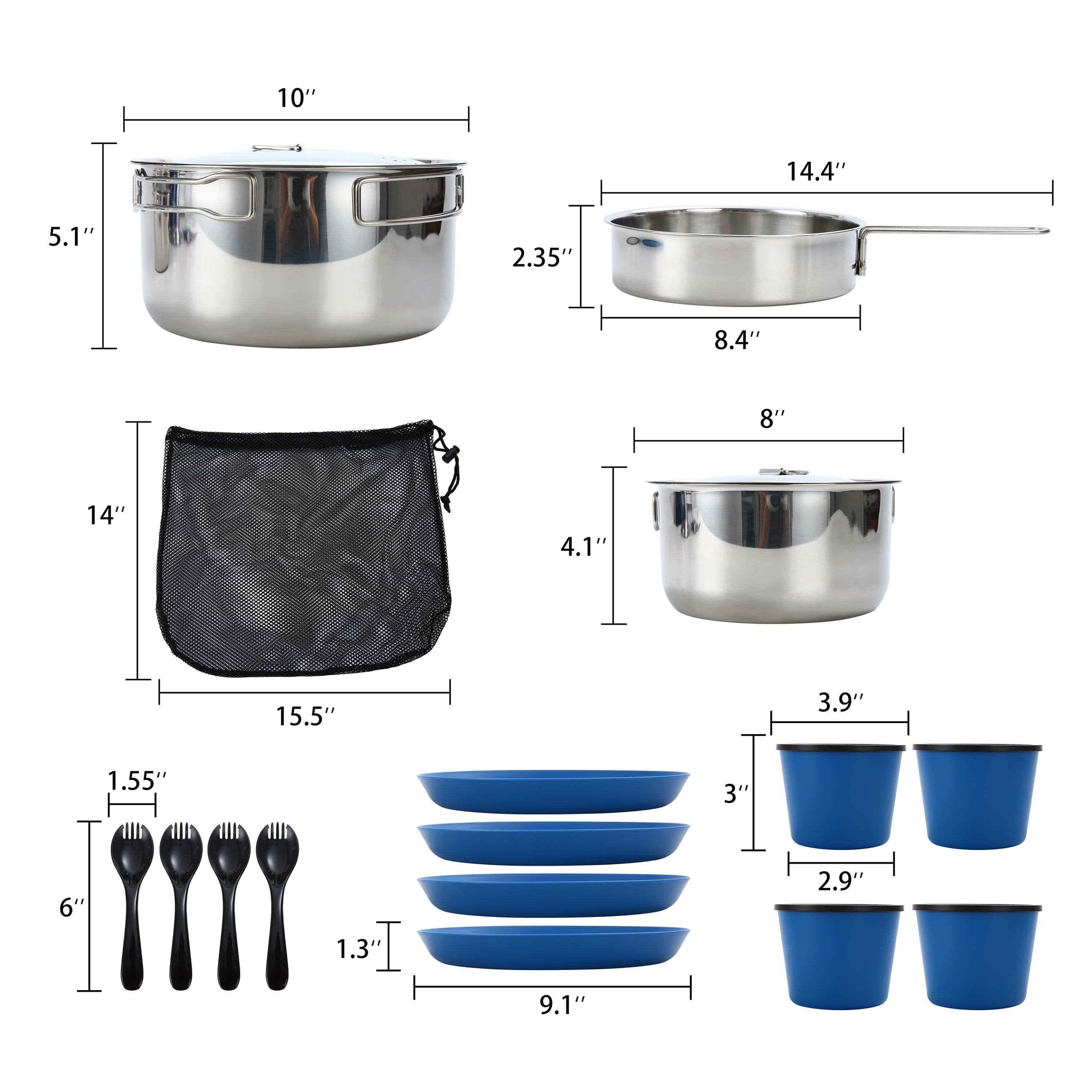 Ozark Trail 22-Piece Non-Stick Camping Mess Kit with Mesh Bag