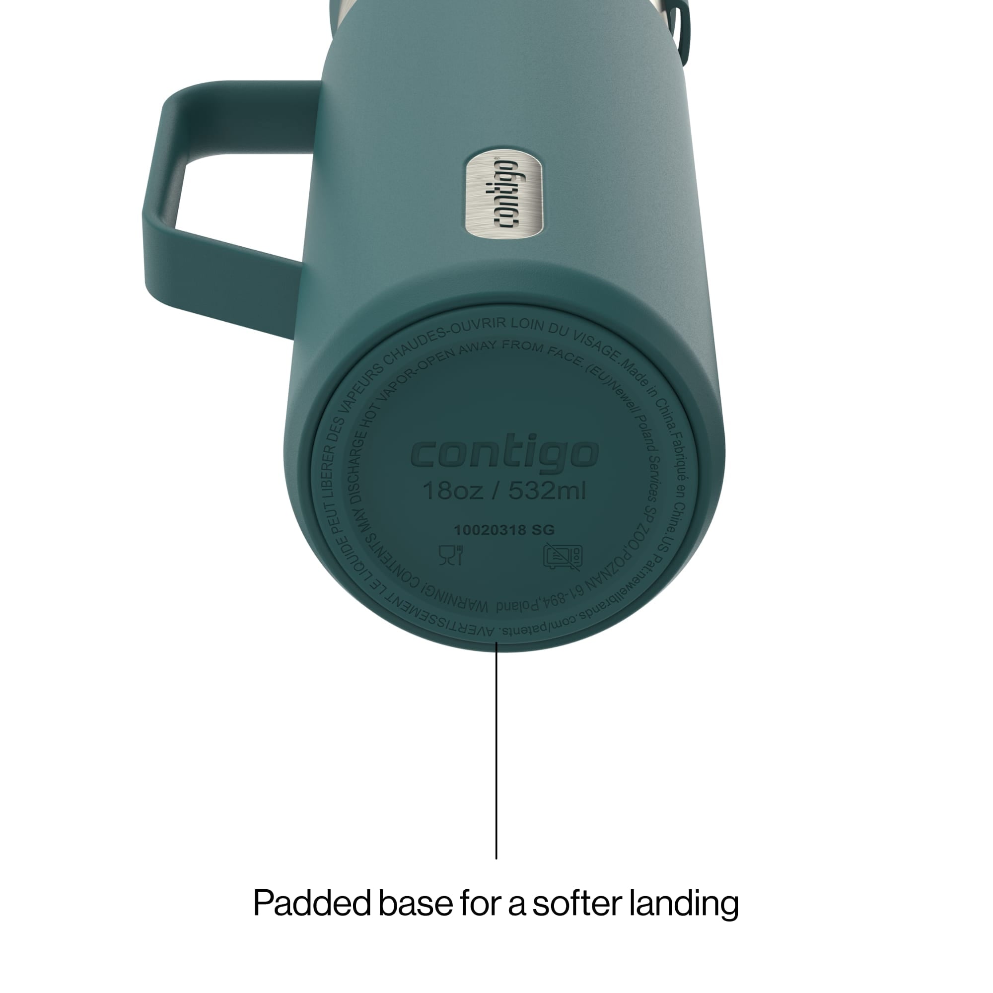 Contigo Water Bottle - 18 Oz, Stainless Steel, Vacuum Insulated Leakproof, SnapSeal Lid, Mineral Teal