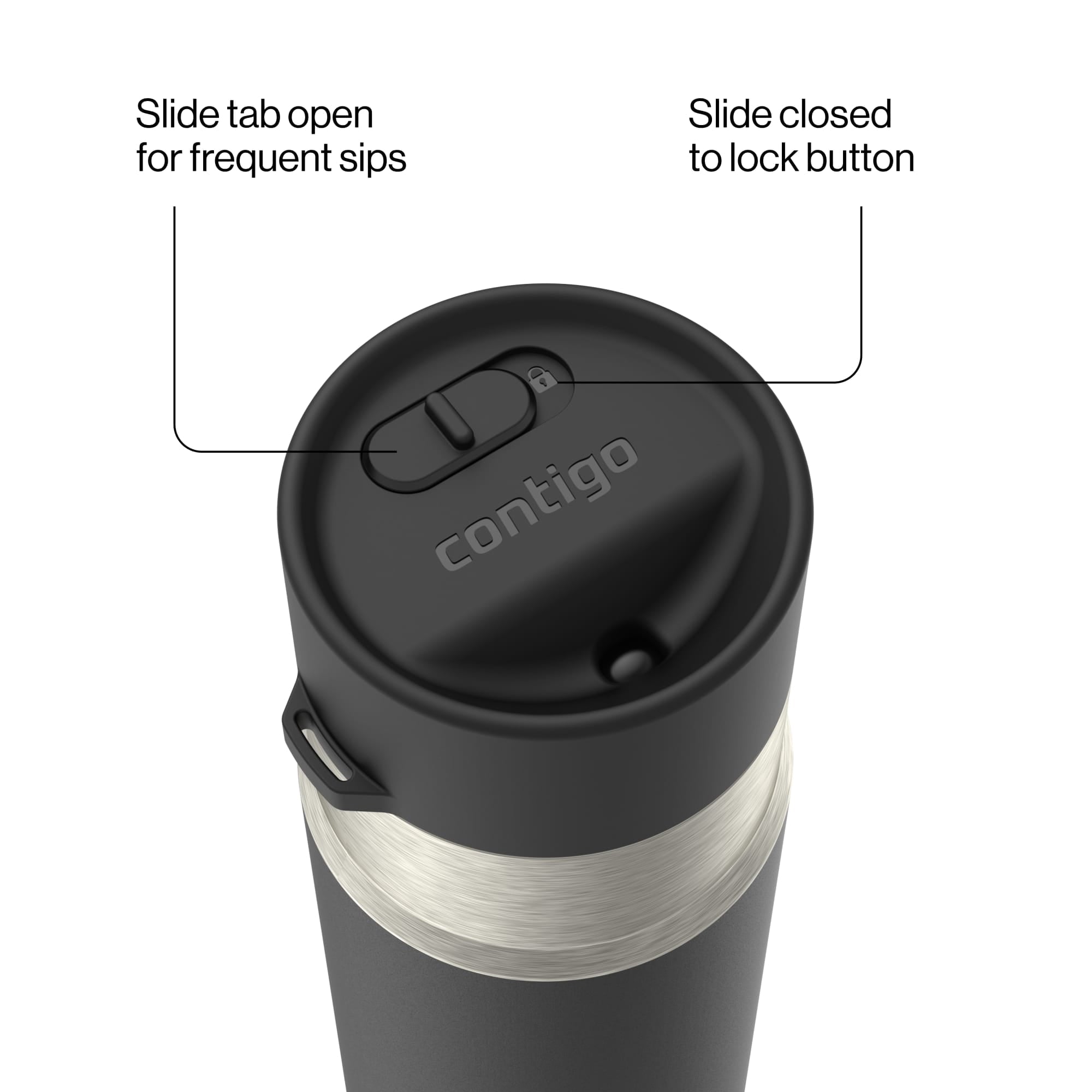 Contigo Water Bottle - 18 Oz, Stainless Steel, Vacuum Insulated Leakproof, AutoSeal Lid, Licorice