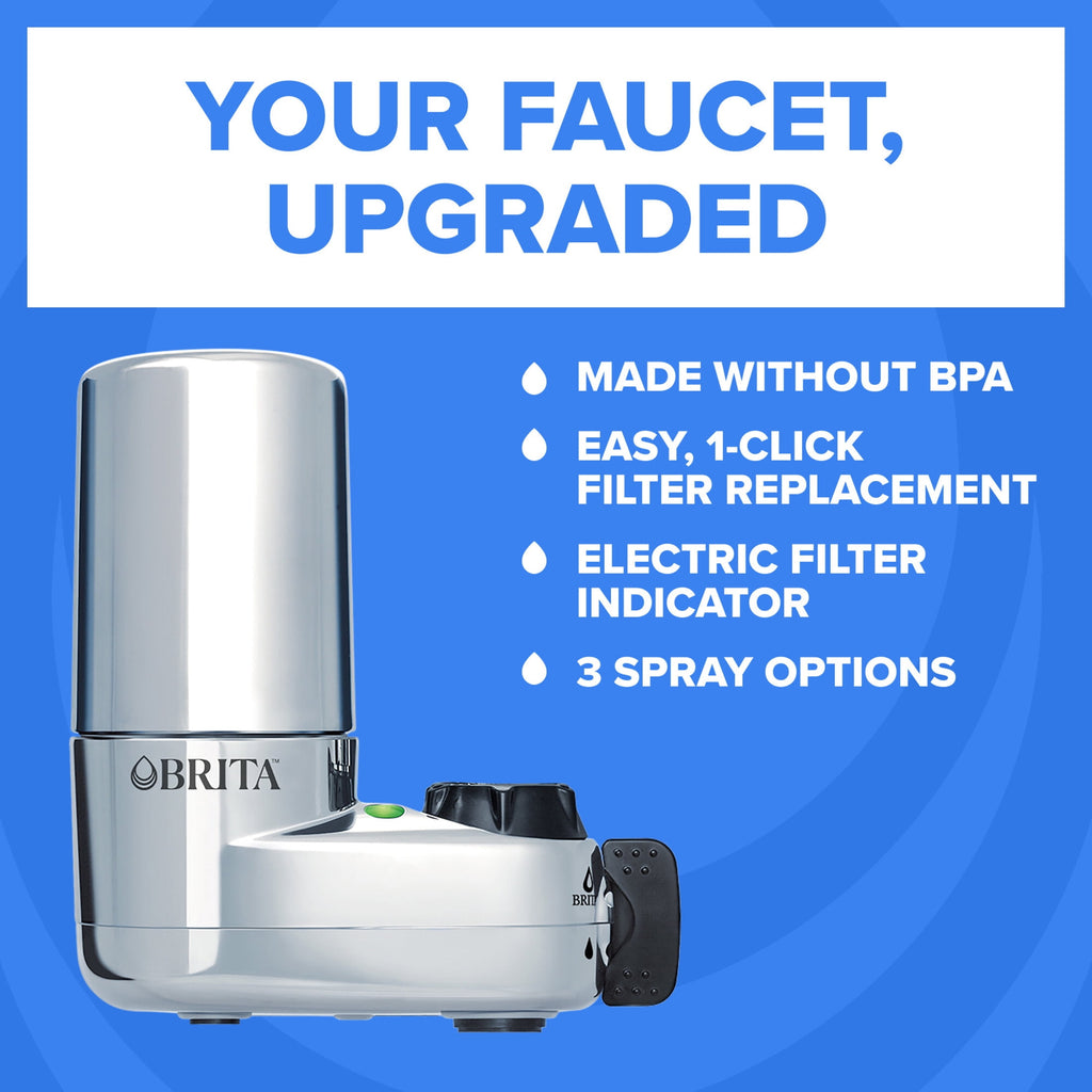 Brita Elite Chrome - Faucet Water Filter System, 2 Replacement Filters, Reduces Lead