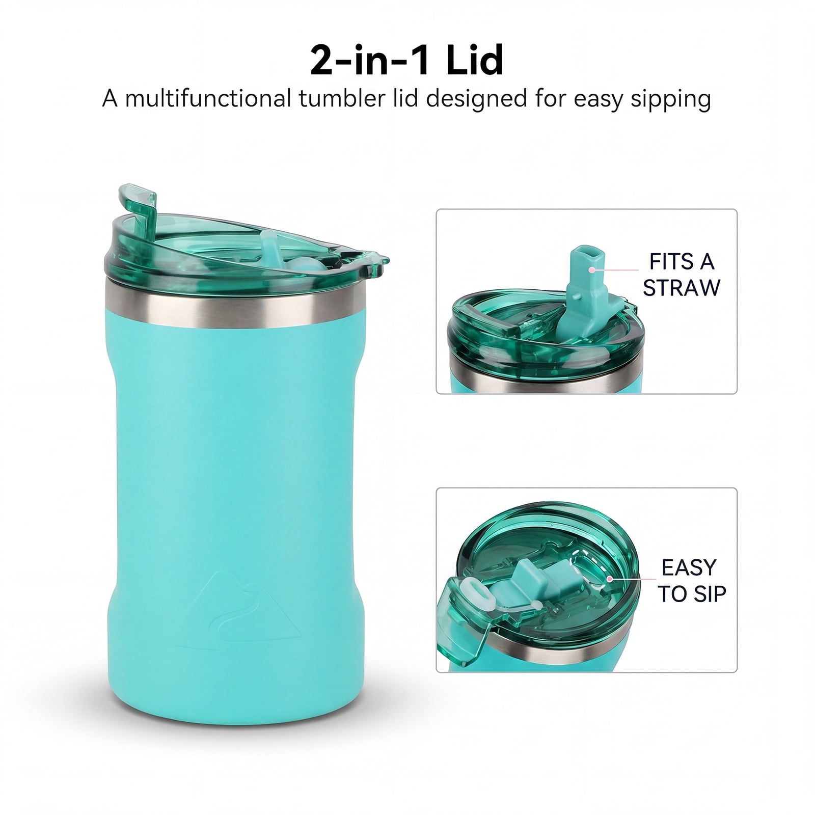 Ozark Trail 16oz Ceramic Lined Stainless Steel Can Tumbler with 2-in-1 Lid - Teal
