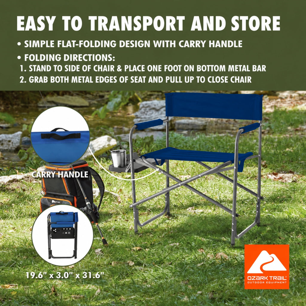 Ozark Trail Director Chair with Side Table - Blue