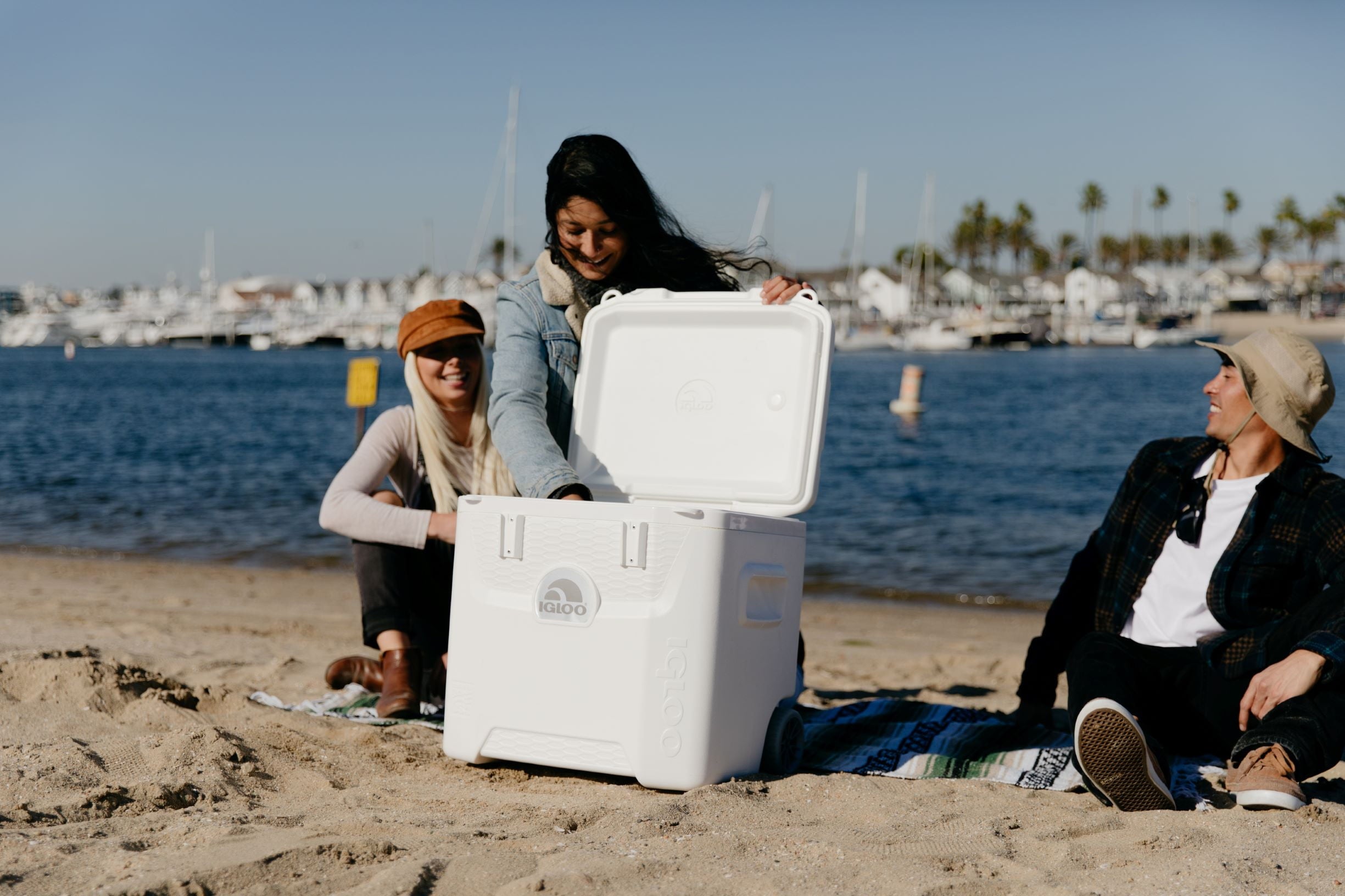 Igloo 52 QT Marine Ice Chest Cooler with Wheels - White