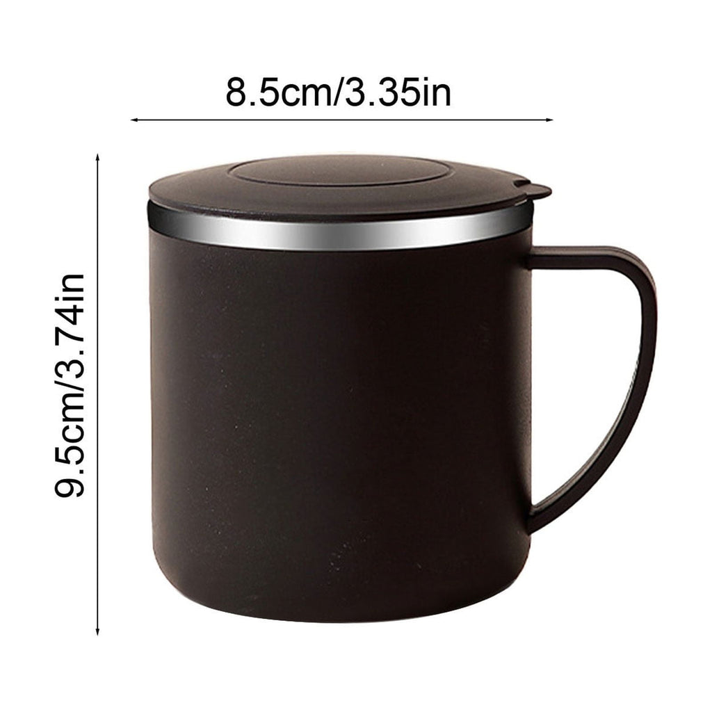Uuiauoio 350ml Stainless Steel Coffee Mug - Double Wall Insulated Travel Coffee Mug - Unbreakable Metal Coffee Cup for Camping, Office & Car, Leakproof with Handle, 1ps